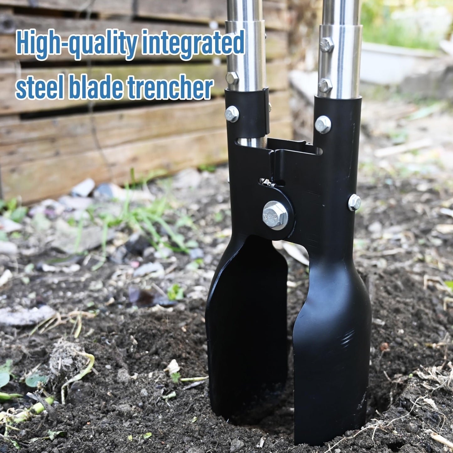 YEELOR Post Hole Digger, Hole Digger with One-Piece Carbon Steel Blade, Post Digger with 55" Adjustable Stainless Steel Handle for Digging Post Holes Installing Mailboxes Fencing