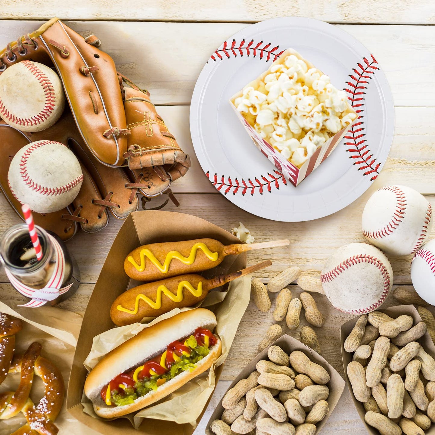 durony 60 Pack Baseball Plates 9 Inch and 7 Inch Round Baseball Themed Paper Plates Baseball Dinner Plates for Game Day, Baseball Birthday Party Supplies