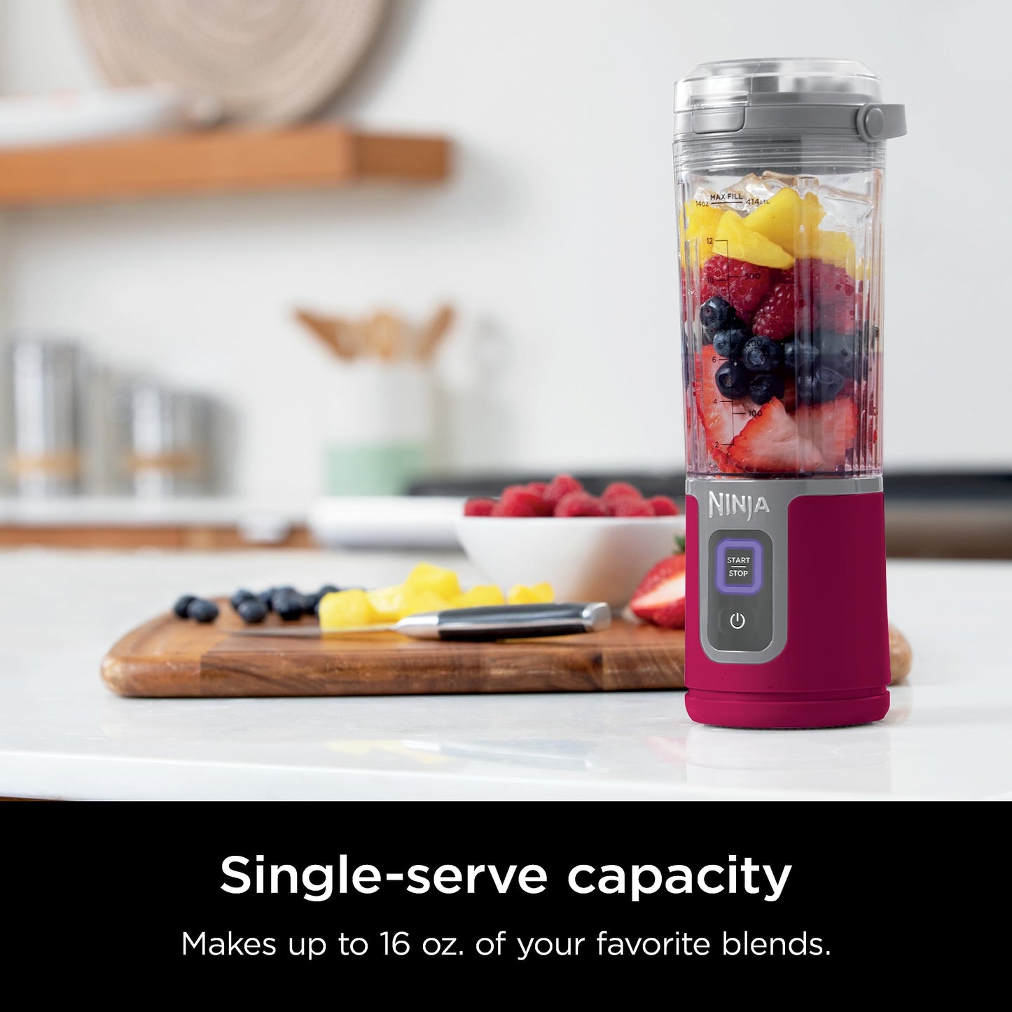 Ninja Blast Portable Blender, Cordless 16oz Personal Blender for Shakes & Smoothies, Up to 15 Blends per Charge, BPA Free, Leakproof Lid, USB‑C Rechargeable, Dishwasher Safe, Black, BC100BKC