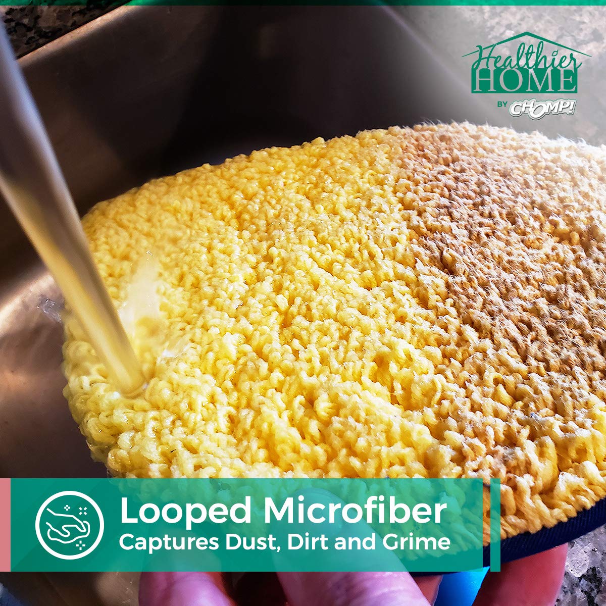 CHOMP! Microfiber Mop Refill Pack: 5 Minute CleanWalls 3-pak Yellow Reusable Washable Wall Washer, Ceiling Cleaner and Baseboard Duster - Dry Dust/Wet Wash Pads