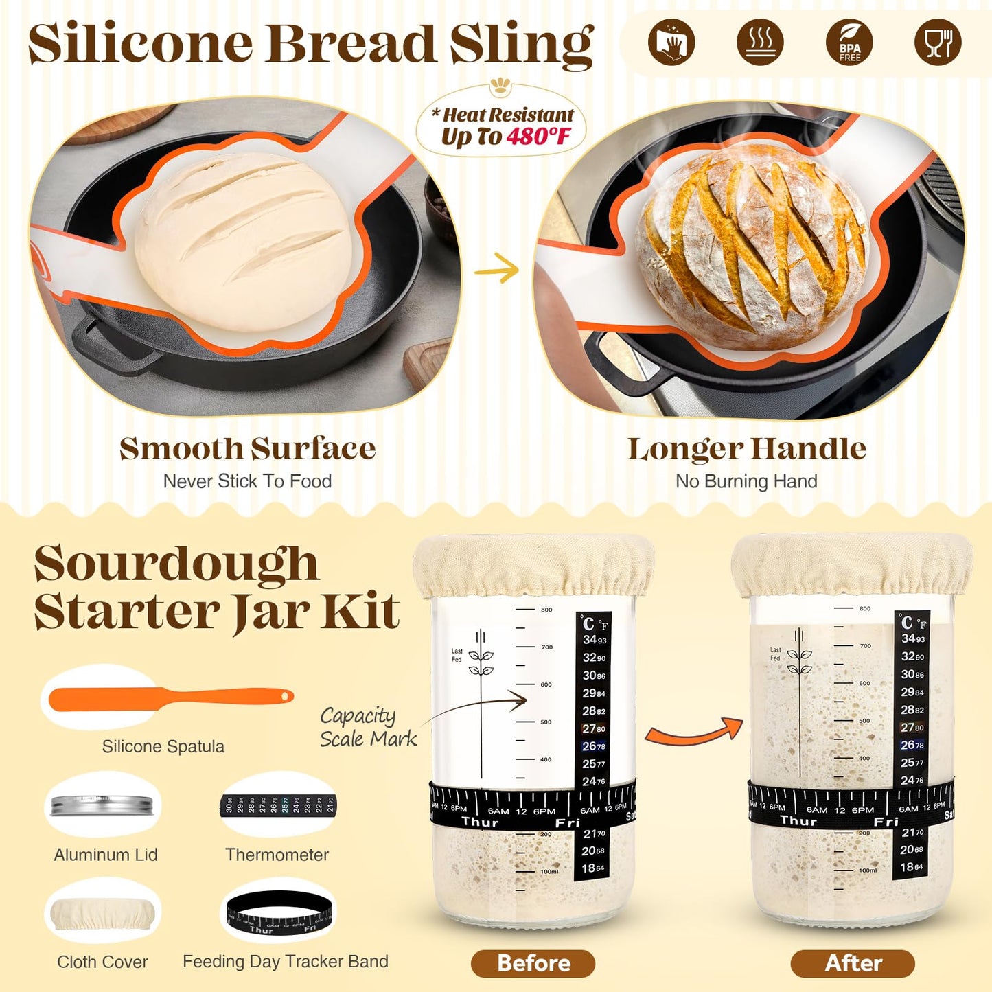 Sourdough Bread Starter Kit, Sourdough Starter Kit, Sour Dough Starter Kits, Baking Essentials, Gifts for People Who Love Baking Sourdough Starter Jar Sourdough Tools