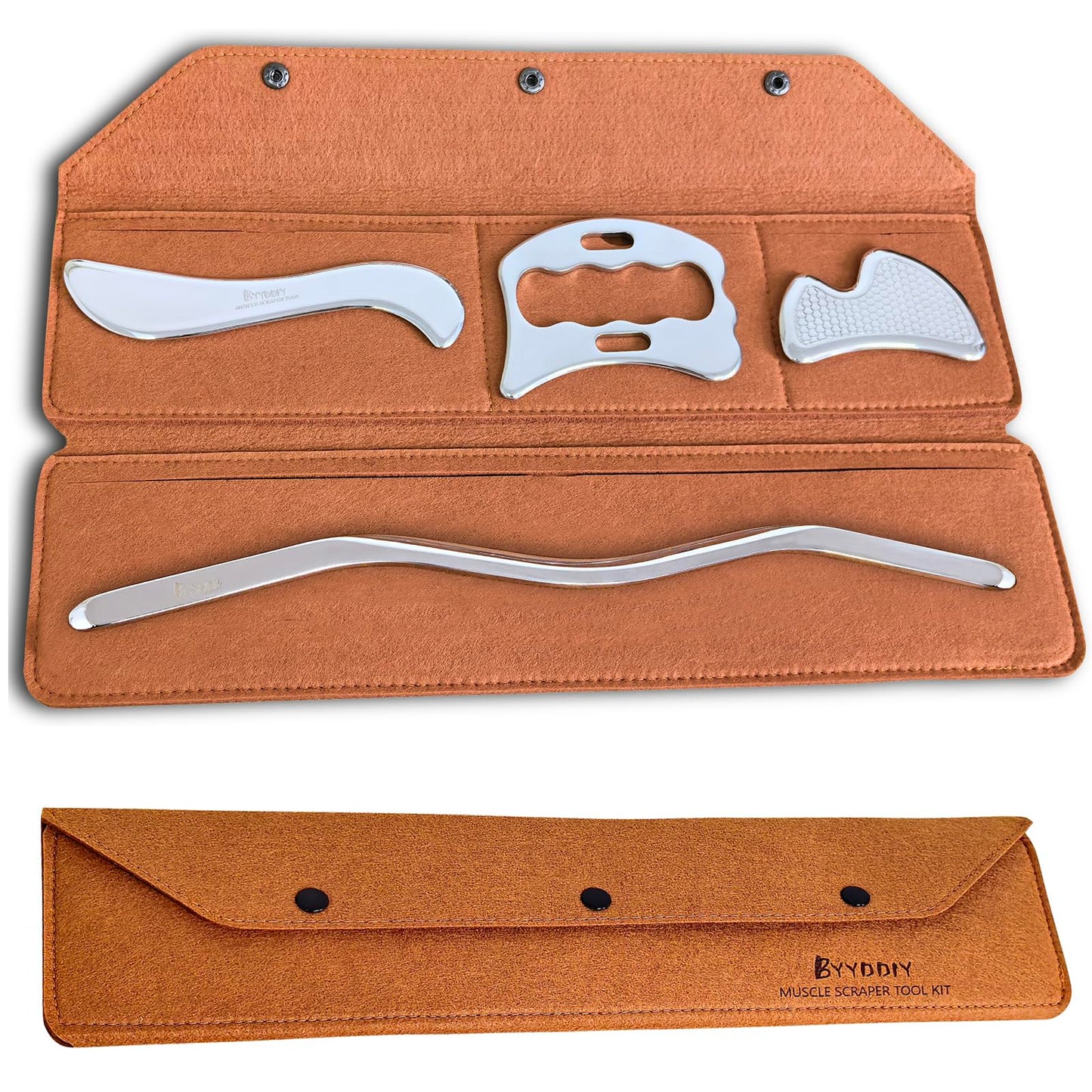 BYYDDIY Stainless Steel Gua Sha Muscle Scraper Tools Kit, Scraping Massage Tool,Massage Scraper Tools for Physical Therapy (Ca-SDB)