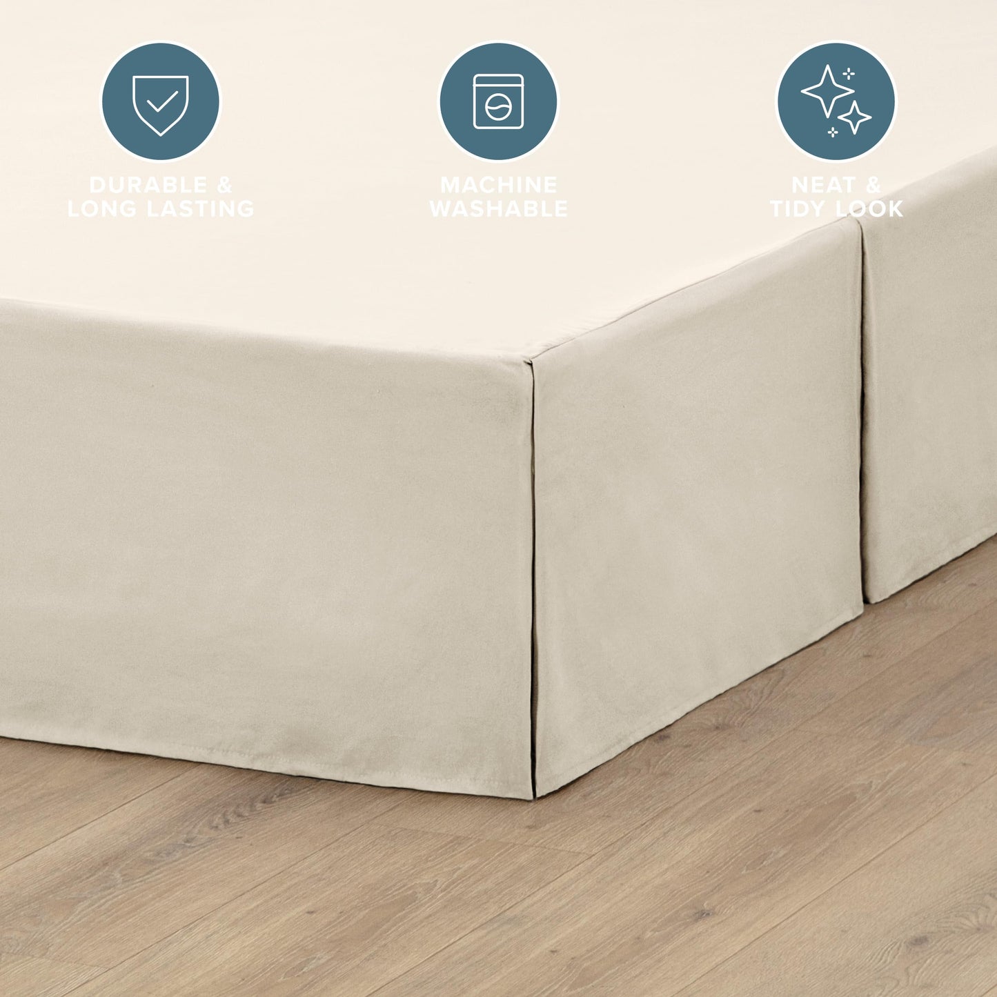 Bare Home Bed Skirt Double Brushed Premium Microfiber, 15-Inch Tailored Drop Pleated Dust Ruffle, 1800 Ultra-Soft Collection, Shrink and Fade Resistant (Queen, Sand)