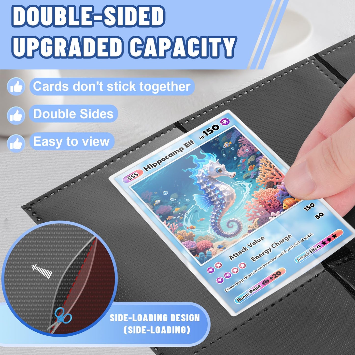 1800 Pockets Trading Card Binder Sleeves, Baseball Card Sleeves Fit for Standard Size Sport Cards, Baseball Card Holder for 3 Ring Binder