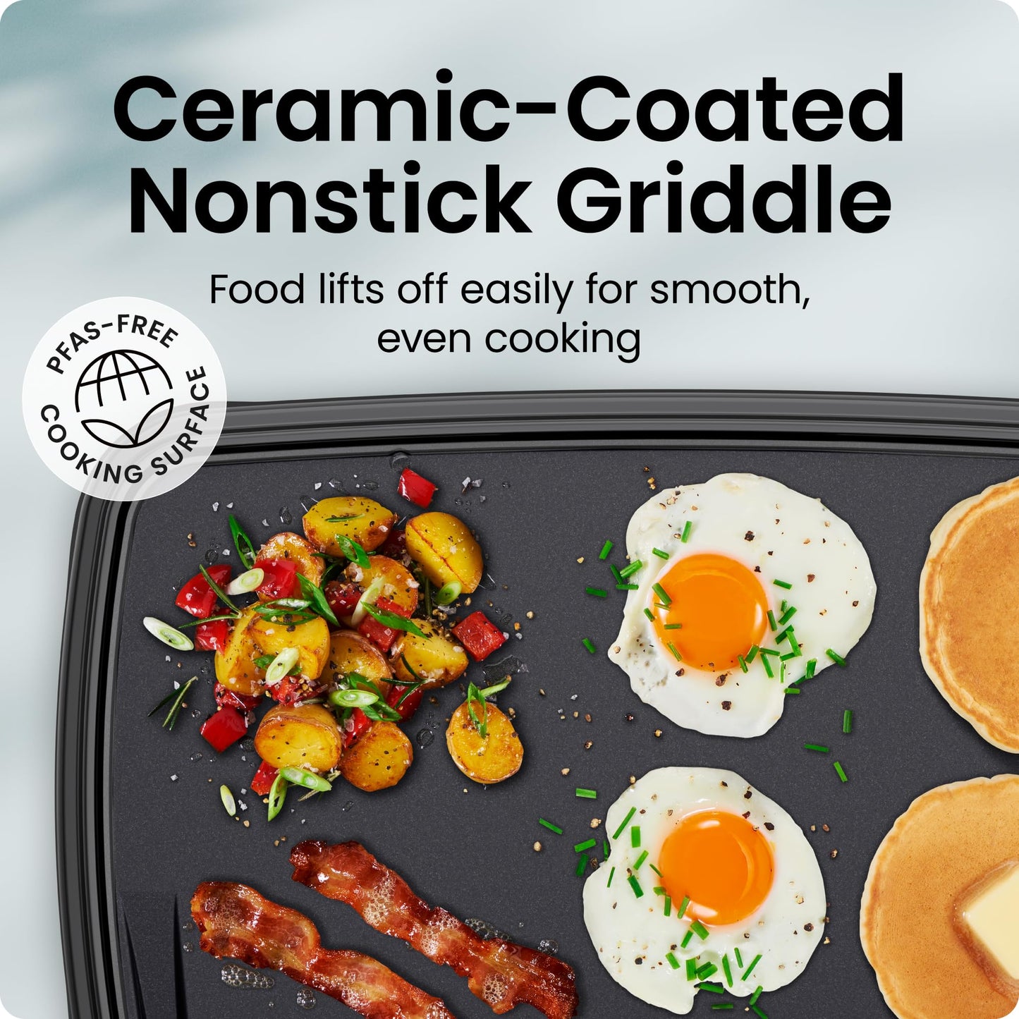 Chefman Electric Griddle with Removable Temperature Control, Immersible Flat Top Grill, Burger, Eggs, Pancake Griddle, Nonstick Easy Clean Cooking Surface, Slide Out Drip Tray, 25 x 40 CM