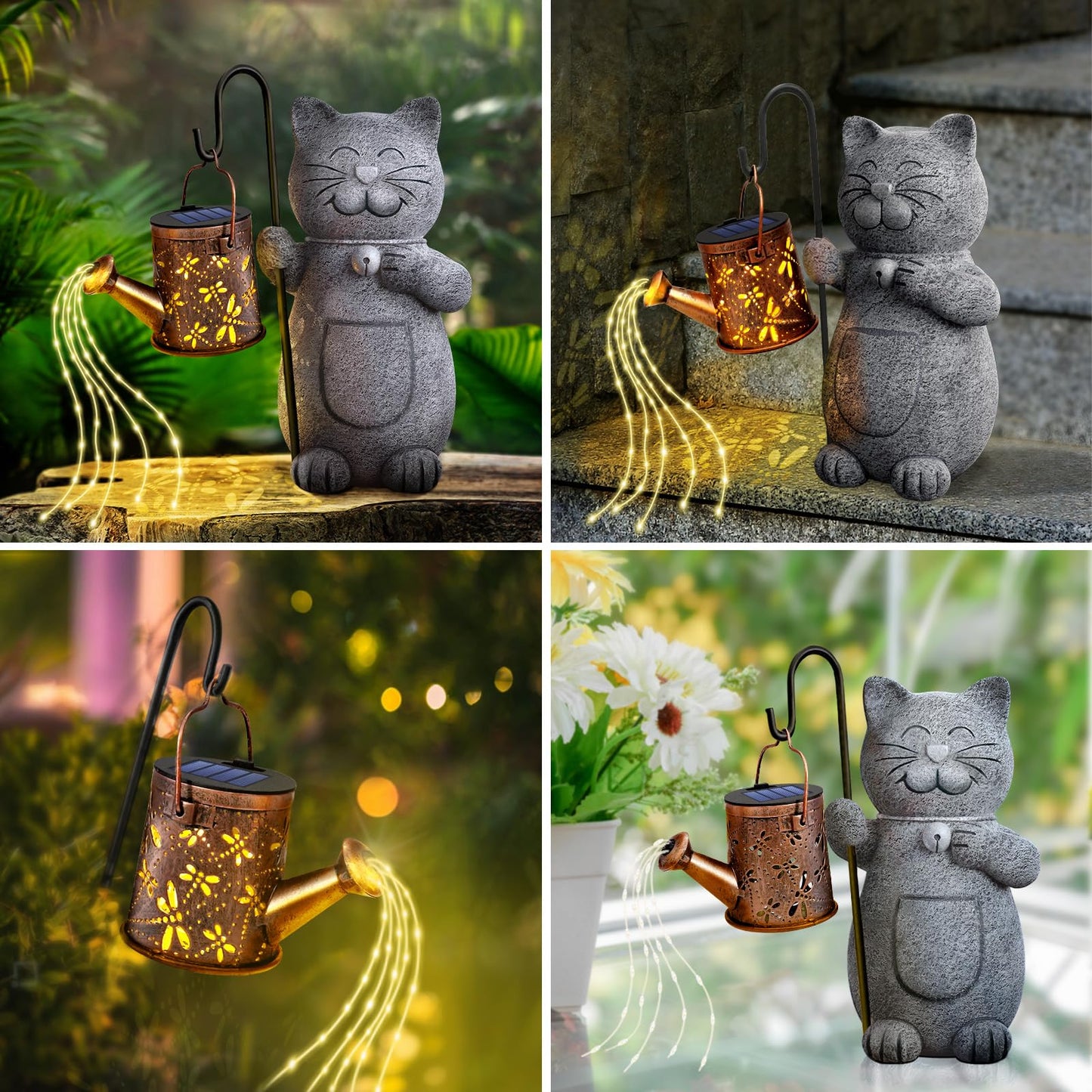 Gifts for Women, Mothers Day Mom Gifts for Mom, Solar Garden Cat Decor Outdoor Statues, Anniversary Birthday Gifts for Women Her Grandma, Gardening Cat Lovers Gift, House Warming Gift New Home