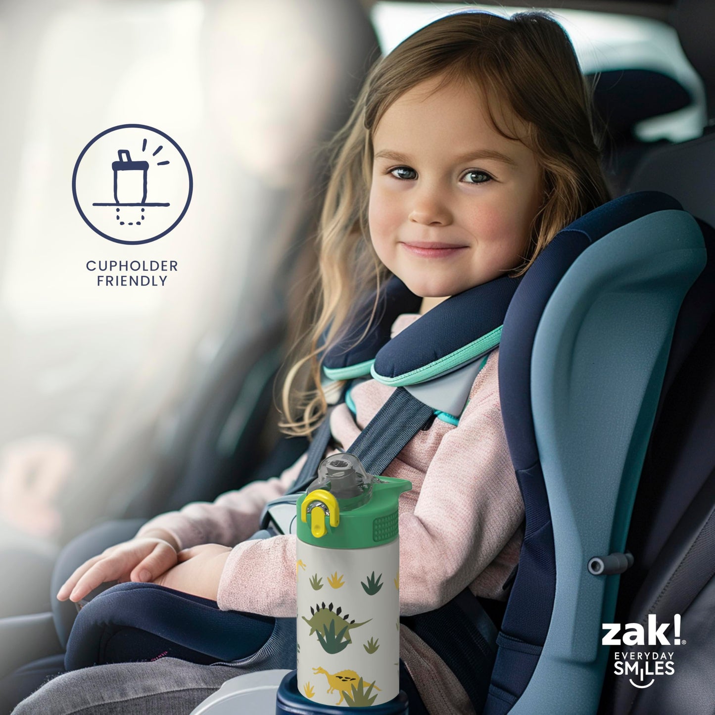 Zak Designs Disney and Pixar Toy Story Sage Kids Water Bottle for School or Travel, 14oz Stainless Steel Water Bottle with Straw, Handle, and Leak-Proof, Pop-Up Spout Cover (Woody, Buzz & Friends)
