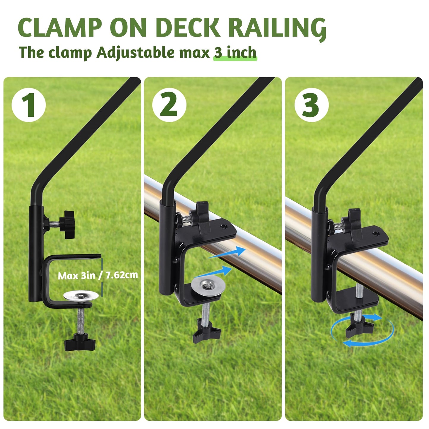 ERYTLLY Extended Reach Deck Hook Wall Pole Wall Mounted Deck Hook Extensible and Adjustable 28 inch to 43 inch Wall Bracket for Hanging Bird Feeder,Plants,Wind Chimes,Lanterns 2 Packs