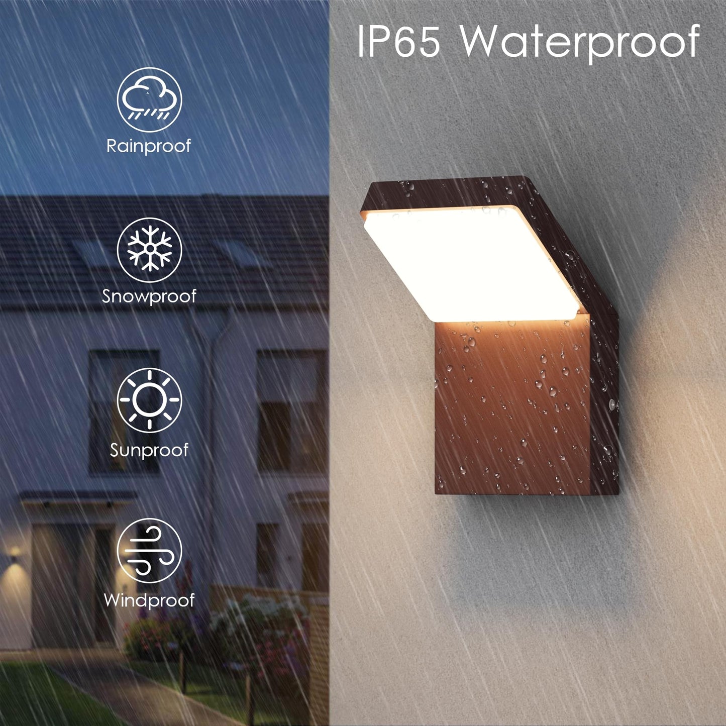 Aipsun Exterior Wall Sconce IP65 Outdoor Sconces Light LED Modern Porch Sconce Lights Outdoor Lights Wall Mount for Porch 3000K Warm Light (2 Pack)