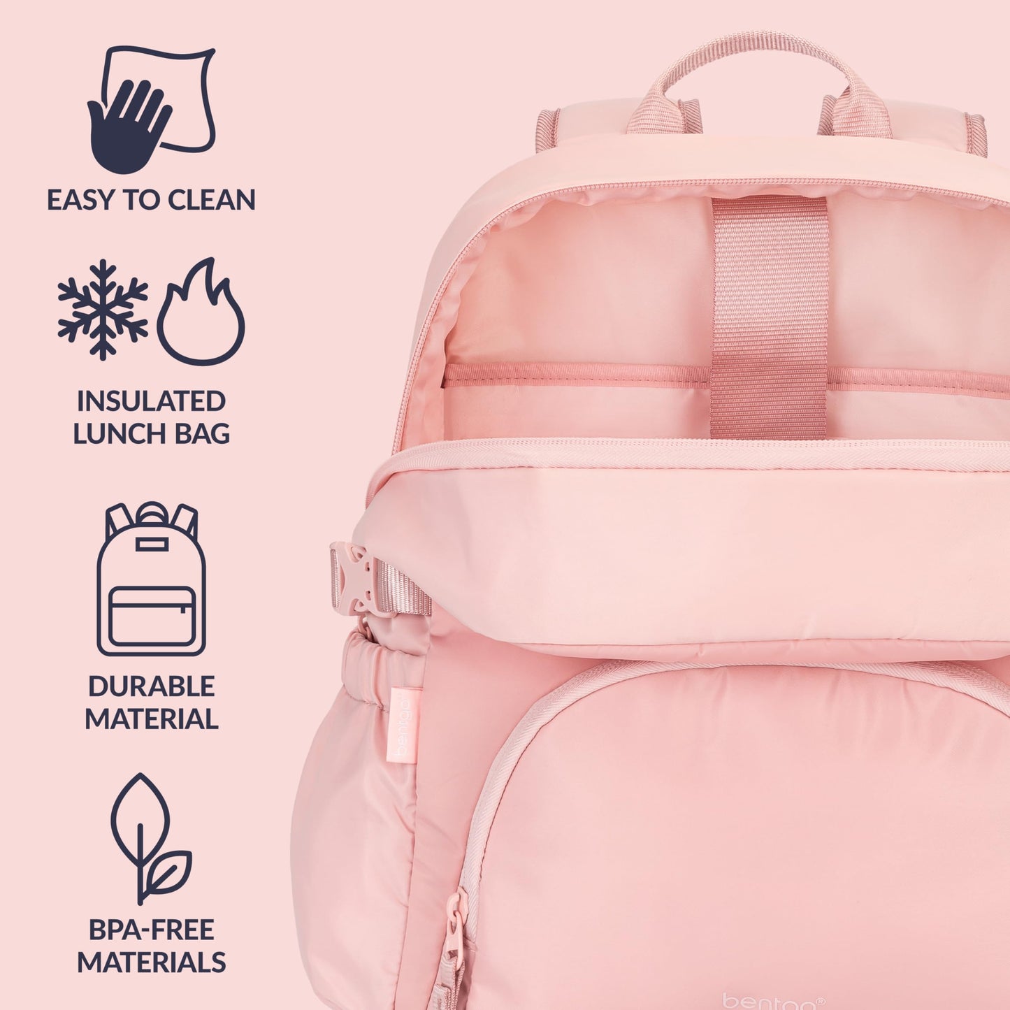 Bentgo® 2-in-1 Adult Backpack & Insulated Lunch Bag – Lightweight, Water-Resistant Travel Backpack with 9 Compartments, Laptop Sleeve & Trolley Sleeve for Work & Everyday Use (Soft Blush)