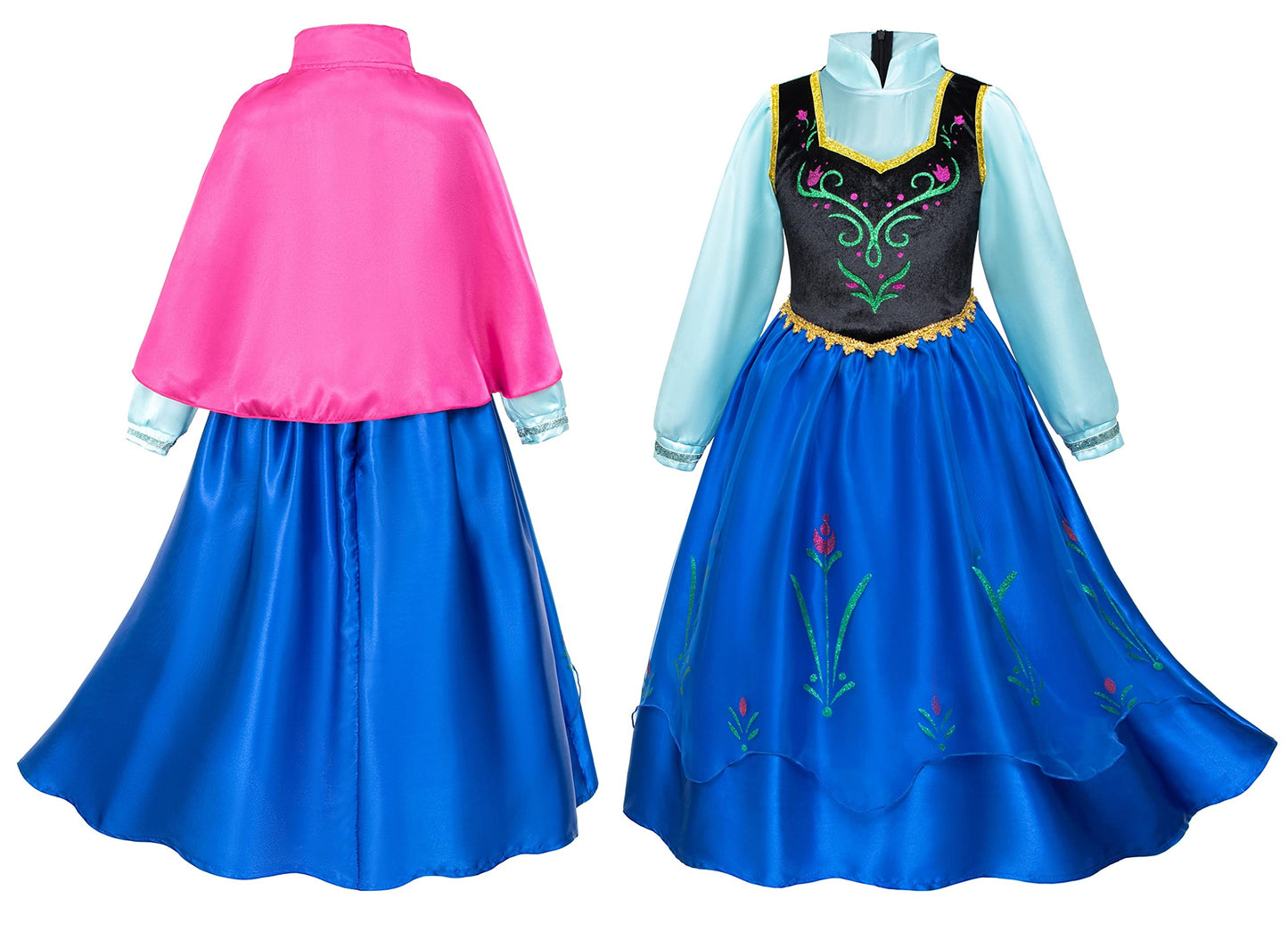Princess Costumes Birthday Party Dress Up for Little Girls/Long Sleeve with Cape and Accessories 6-7 Years