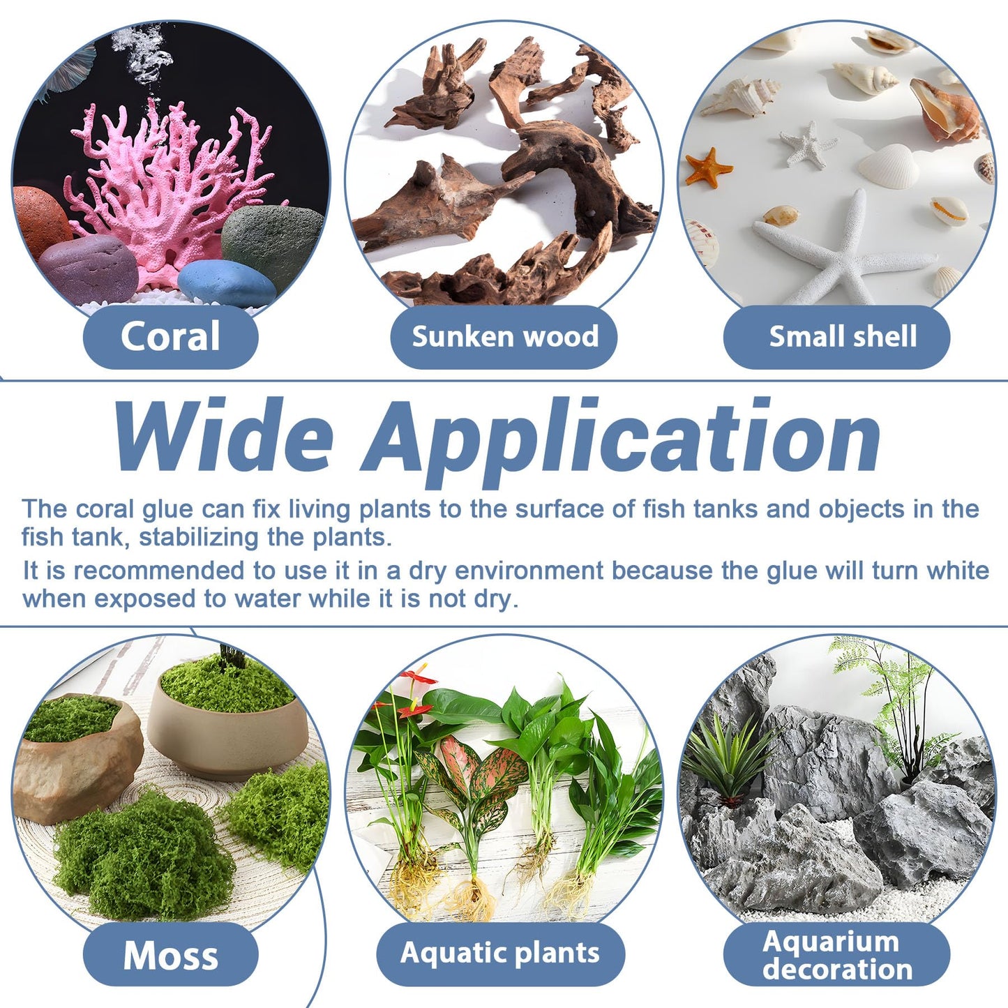 Aquarium Glue, 25Pcs Coral Glue, Aquarium Glue Fish Safety, Quick Drying, Reef Glue for Plants Moss Aquascaping, Water Plant, Moss, Coral, Stone, Wood (25)