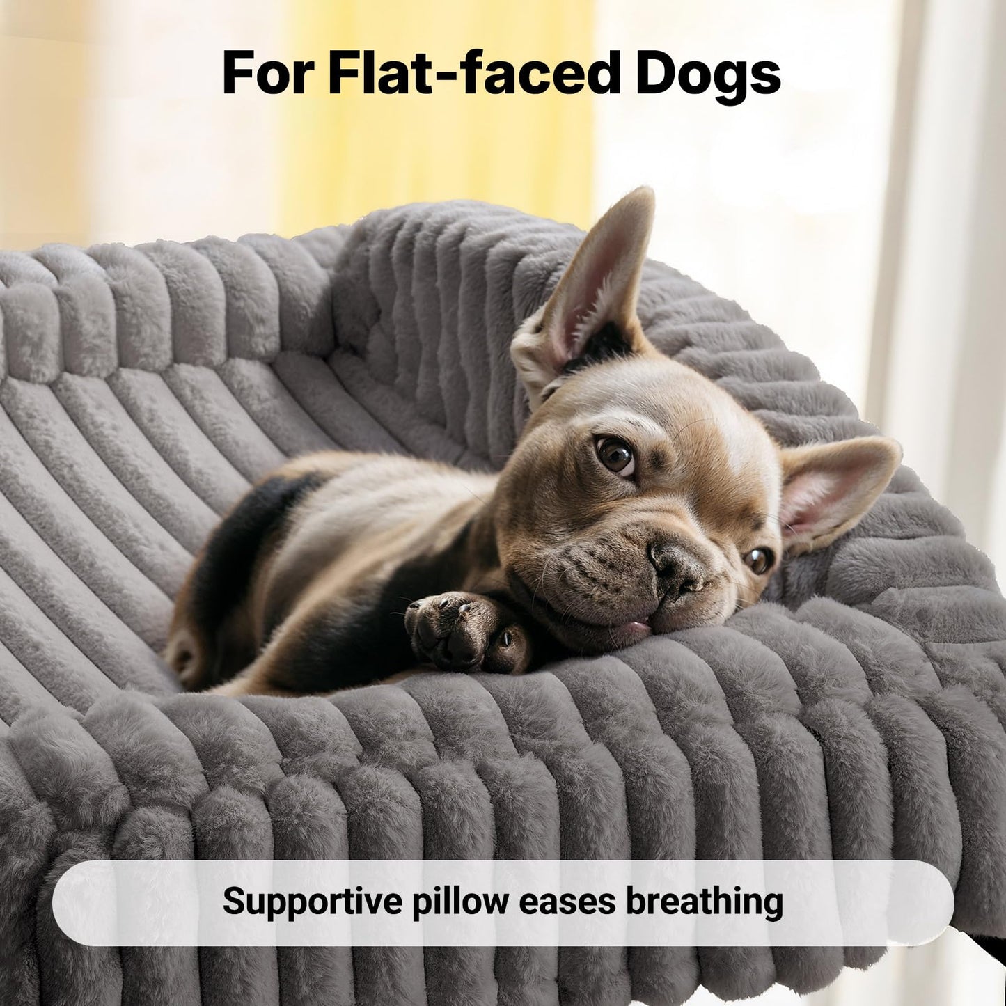 Veehoo Orthopedic Elevated Dog Bed with Bolster Cushion, Fluffy Plush Dog Couch Beds for Small Dogs, Cats, Washable Cozy Raised Pet Cot with Non-Slip Feet for Indoor or Patios Use, Gray, 24×18 Inches