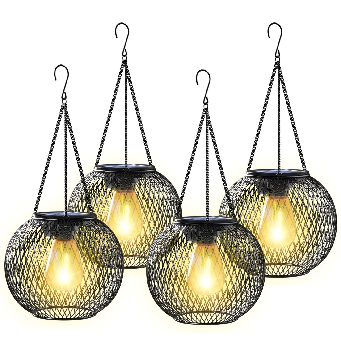 Solar Lantern Outdoor, KagoLing Upgraded Hanging Solar Lights Outdoor Garden Christmas Decorations Decorative Lighting Solar Powered Waterproof Tree Lantern for Garden Yard Patio Pathway, 4 Pack