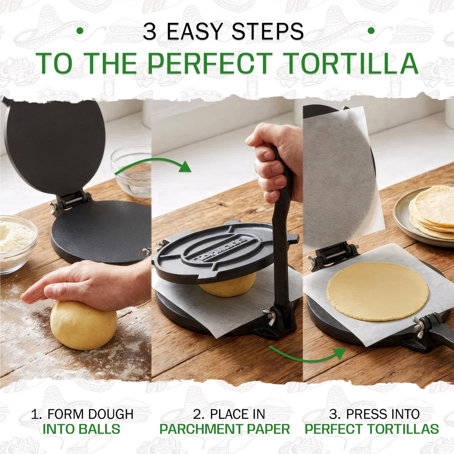 Tortillada – Premium Tortilla Press Cast Iron with Recipes E-Book (16 cm)