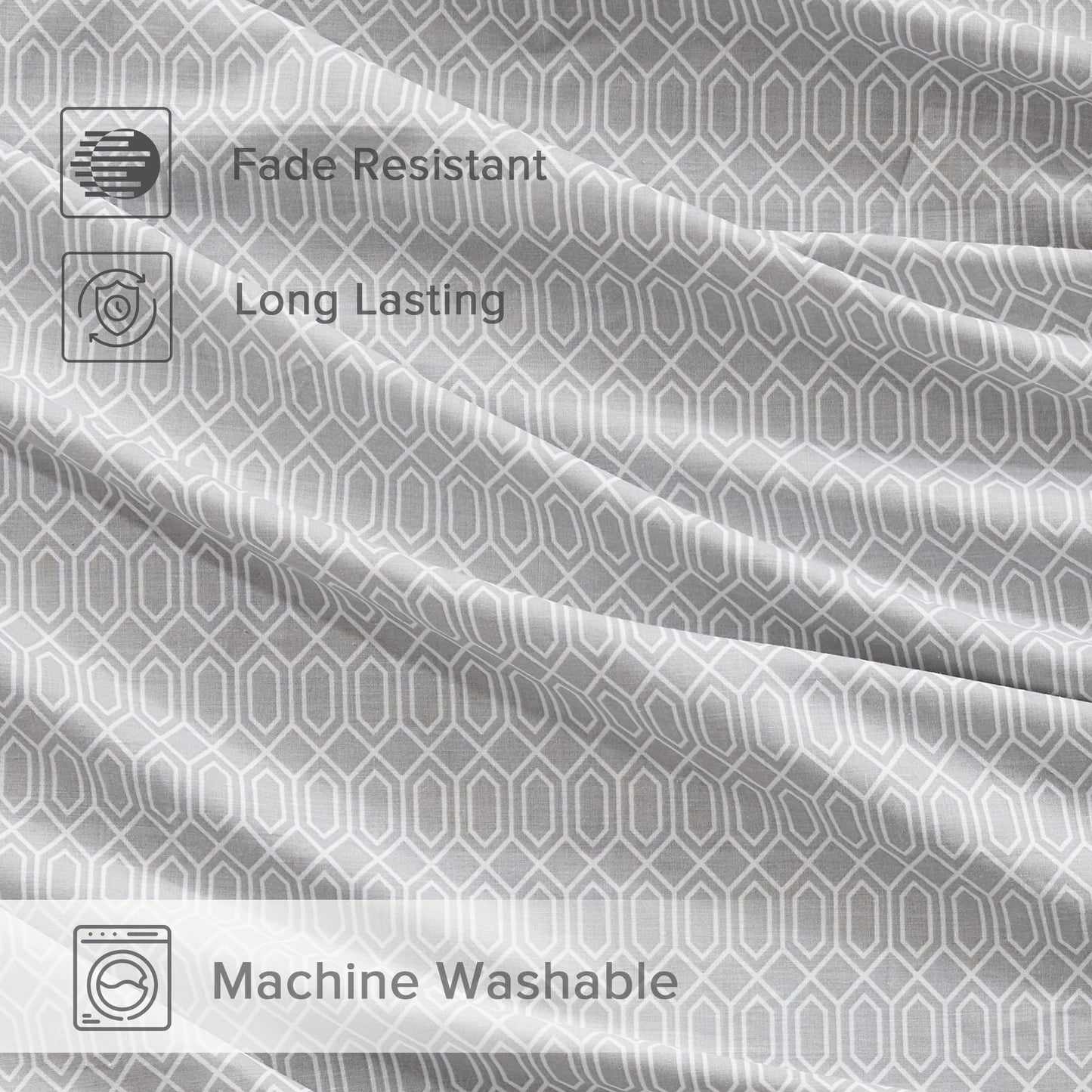 Comfort Spaces 100% Cotton Sheet Set Breathable, Lightweight, Soft with 12" Elastic Pocket Fits up to 14" Mattress, All Season Cozy Bedding, Matching Pillow Case, Twin Diamond Taupe 3 Piece