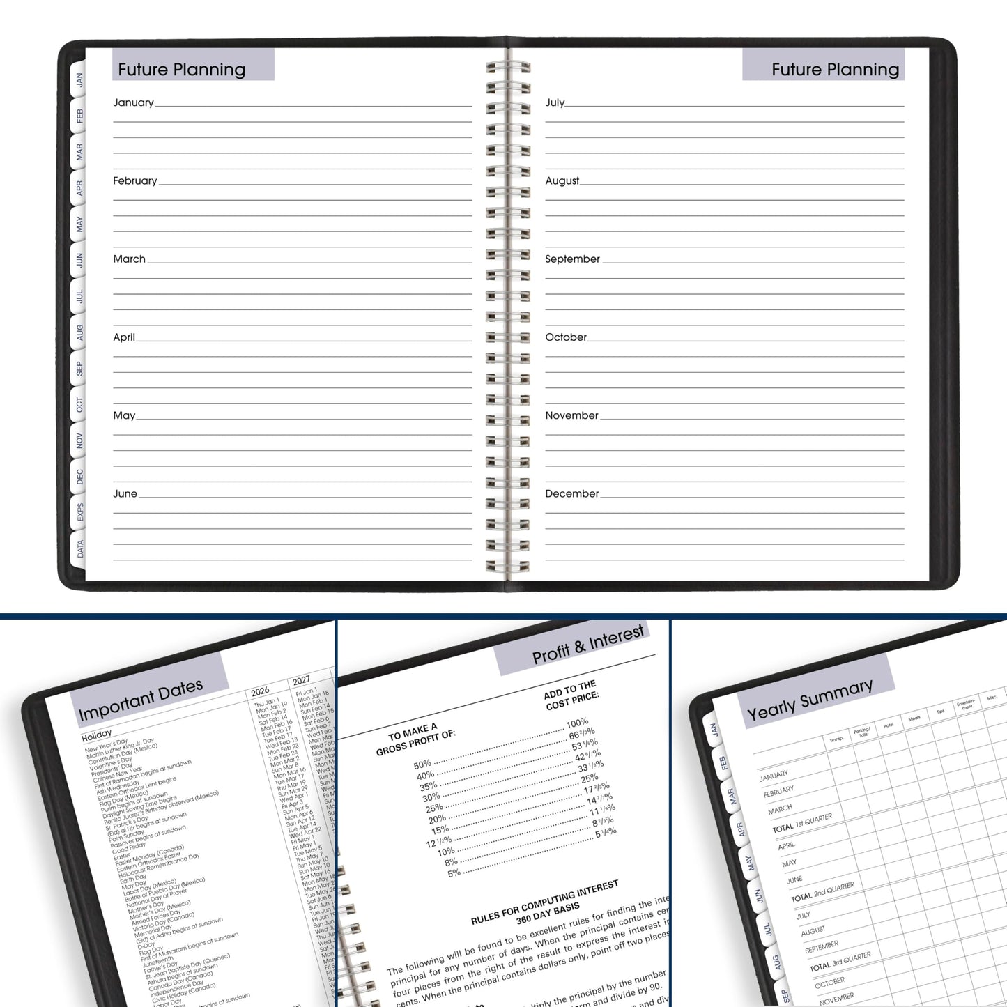 AT-A-GLANCE 2026 Planner, Weekly & Monthly, 7" x 8.75", Medium, Refillable, Executive, DayMinder, Black (G5450026)
