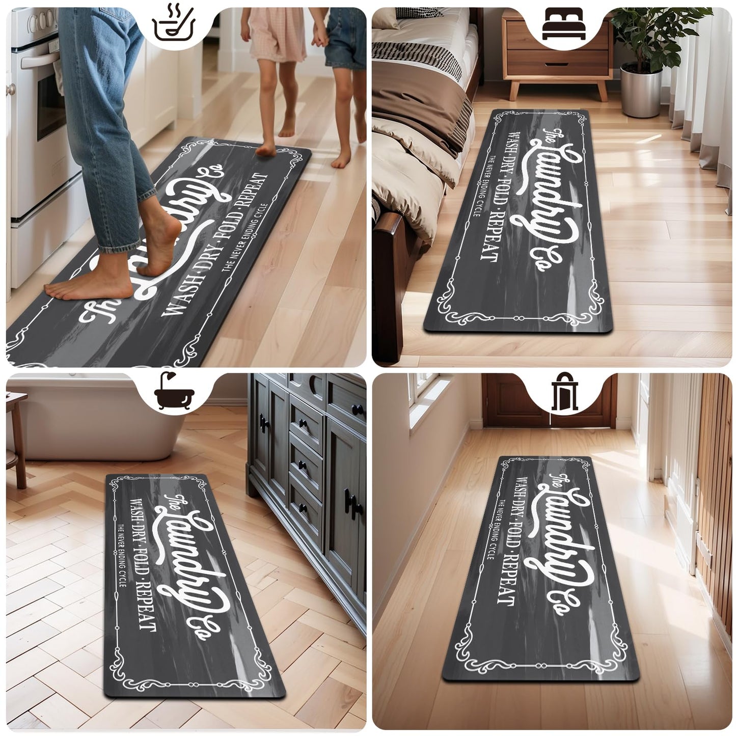 Pauwer Laundry Room Rug Runner 20"x60" Waterproof Laundry Mat Non Slip Kitchen Mats for Floor Farmhouse Washable Floor Mat Runner Rug for Mudroom Washroom Bathroom Decor