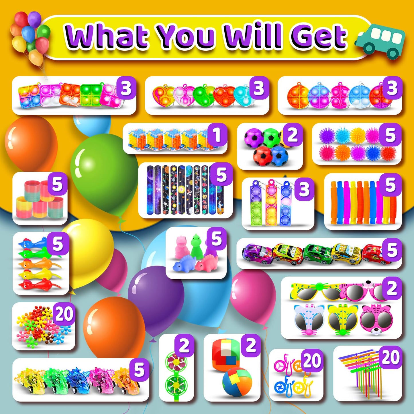 1000 pcs Party Favors for Kids, Fidget Toys Pack, Carnival Prizes,Filler Toys, Goodie Bag Stuffers, Birthday Gift Toys, Stocking Stuffers Bulks, School Classroom Rewards Toys