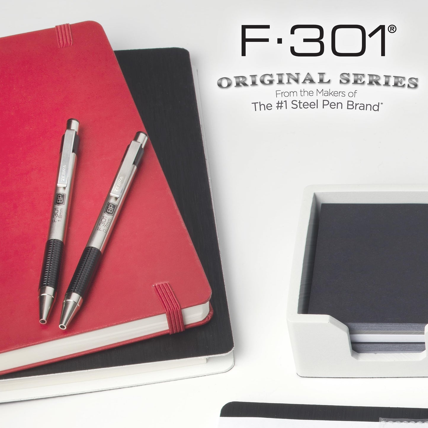 Zebra Pen F-301 Ballpoint Black Ink Fine Point 0.7mm Pen, Easy-Glide Ink, Stainless Steel Retractable, Non-Slip Grip, Professional Design, Ideal for Office, Journal and Planner Use, 12-Pack (27110)