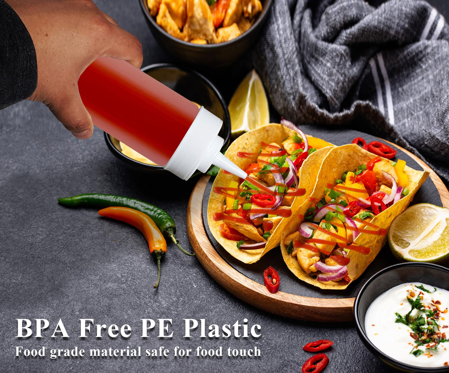 Pro-Kitchen 24 Oz (6 Count) Clear Squeeze Condiment Bottles, Leakproof Reusable Plastic Squirt Bottle for Ketchup, BBQ, Salad, Dressing, Sauce and Pancake