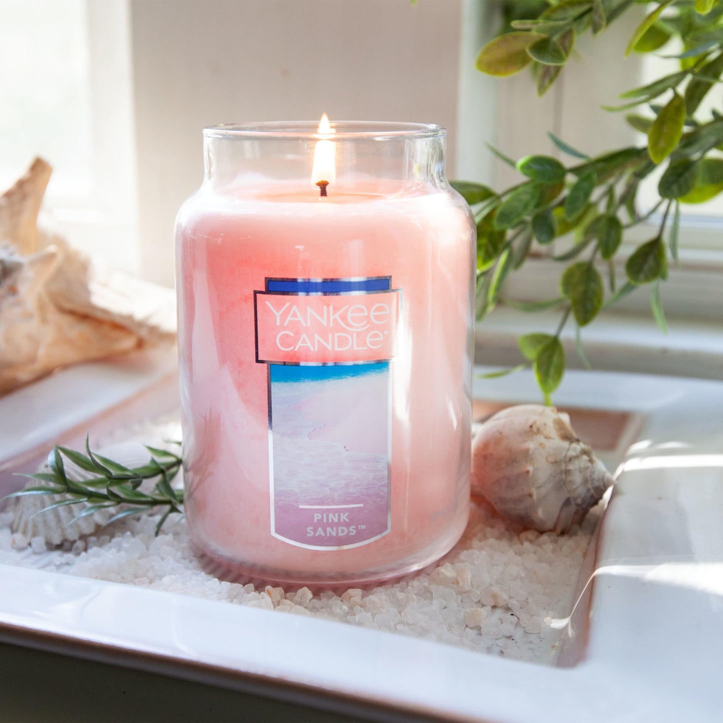 Yankee Candle Scented Candle, Pink Sands, Original Large Jar Candle, 110-150 Hours of Burn Time, 22 oz.