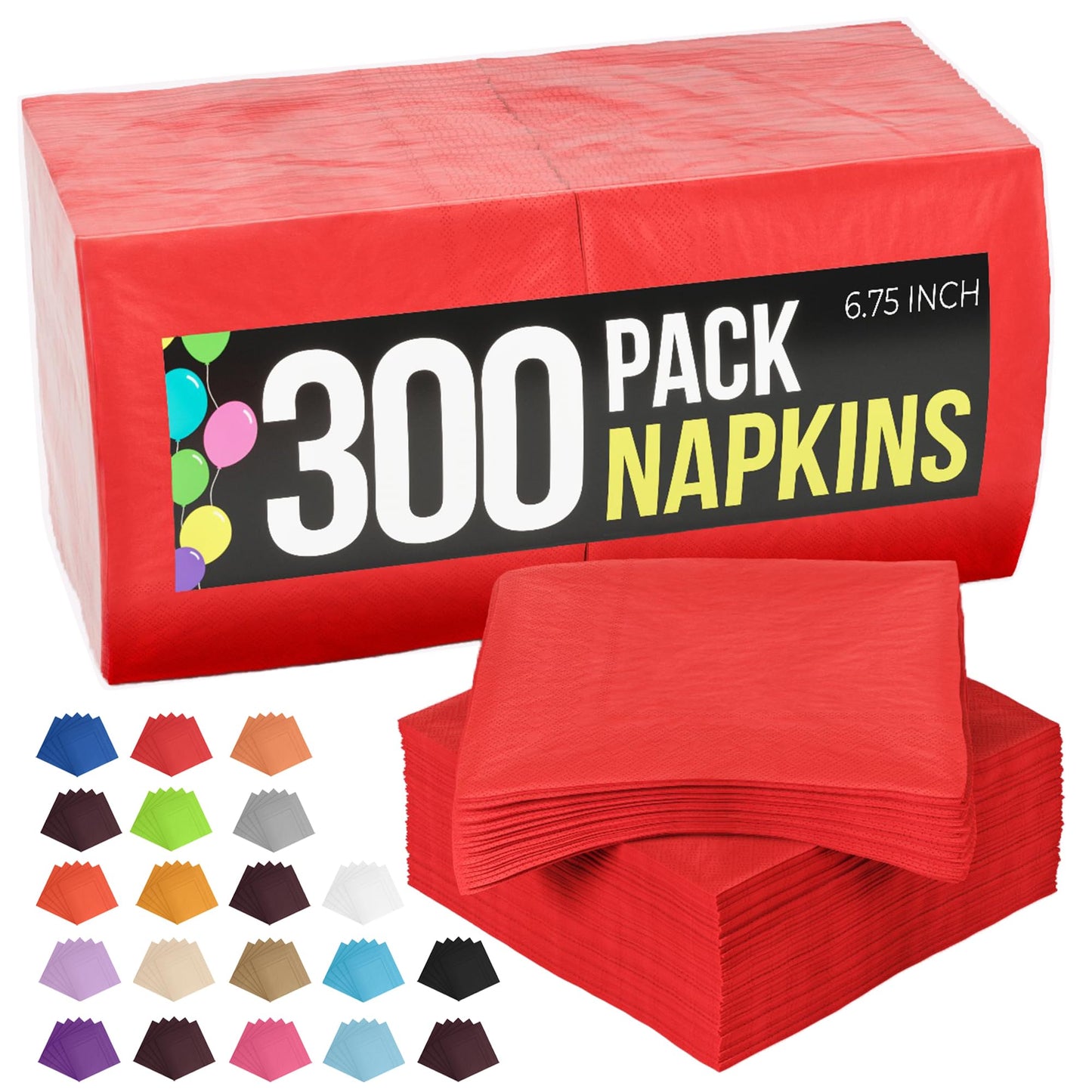 300 Pack Red Paper Napkins Disposable, 2 Ply Party Napkins, Red Disposable Napkins, Fun Napkins Everyday – Red Napkins Great As Luncheon Napkins Or Dinner Napkins Paper Exquisite