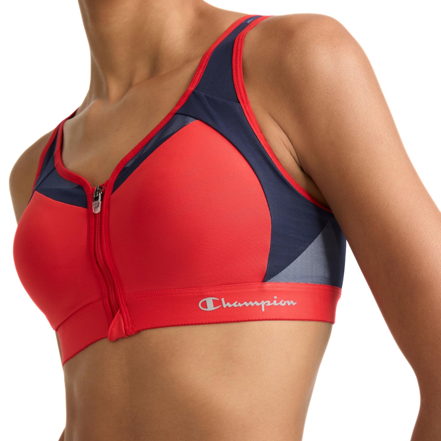 Champion Women's Mesh Racerback Bra, Sports Bra with Max Support for Women, Moisture-Wicking Athletic Sports Bra, Red Flame, 40D