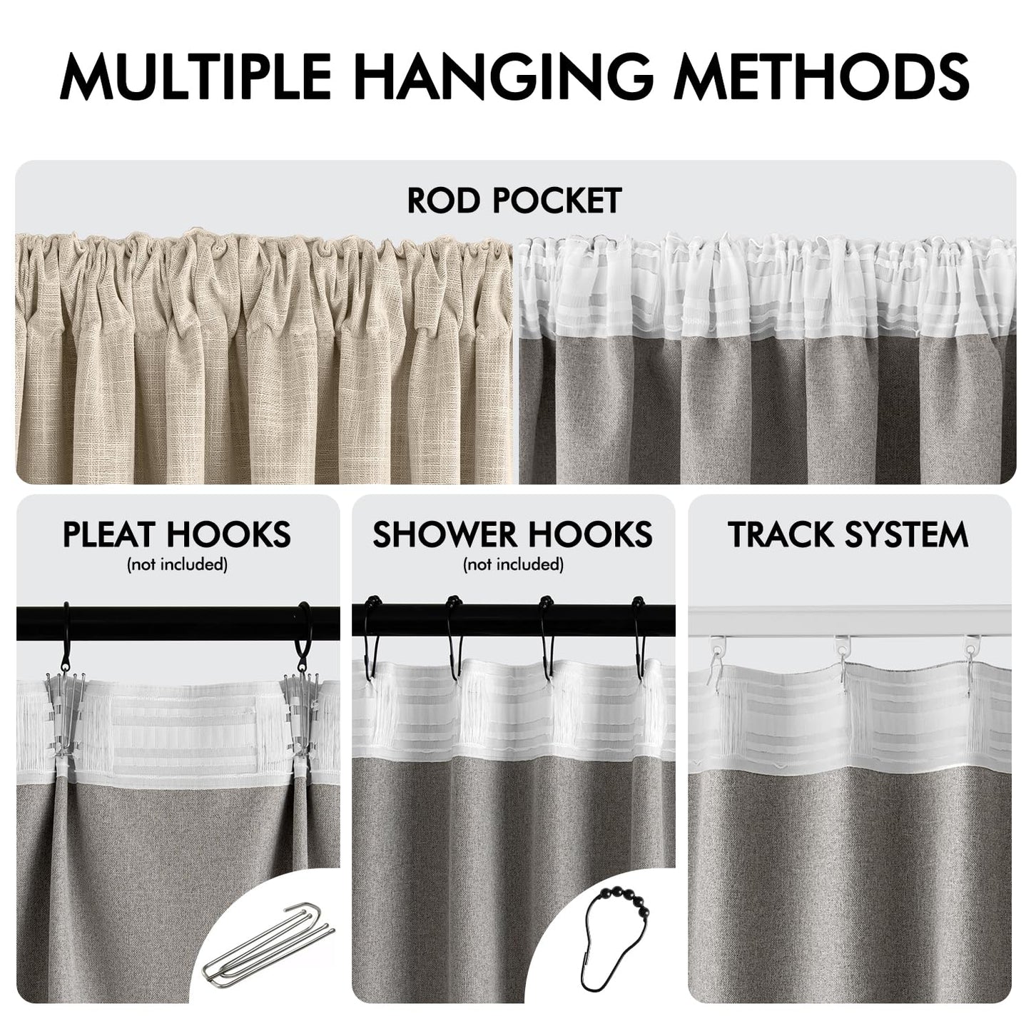 MIULEE 100% Blackout Linen Curtains 94 Inch Long 2 Panels Set for Bedroom,Double Sided Pleated Back Tab Thermal Insulated Black Out Drapes for Living Room Darkening Pinch Pleat Window Curtains, Beige