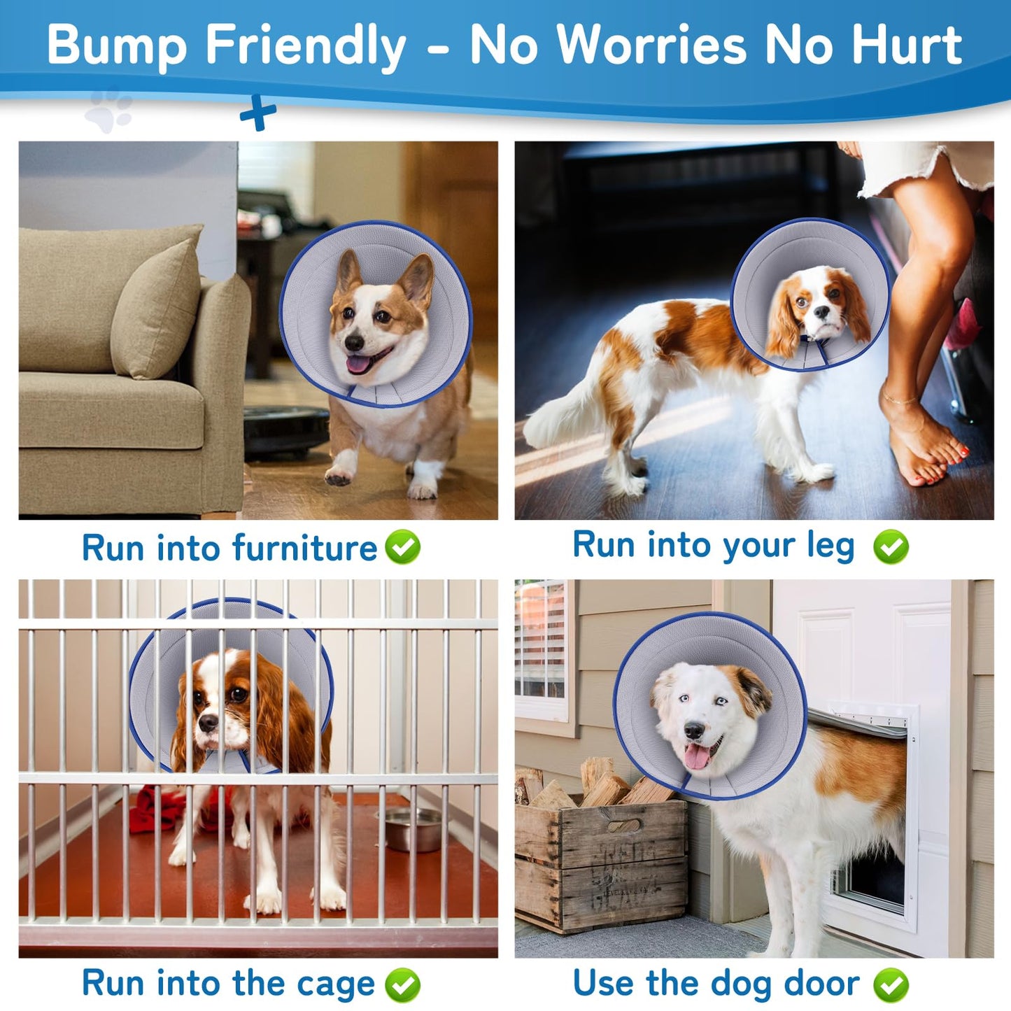 Boomaker Extra Soft Dog Cone Alternative After Surgery, Breathable Dog Cones for Large Medium Small Dogs, Lightweight Dog Recovery Collar for Pet, Adjustable E-Collars for Dog, Elizabethan Collar (XL)