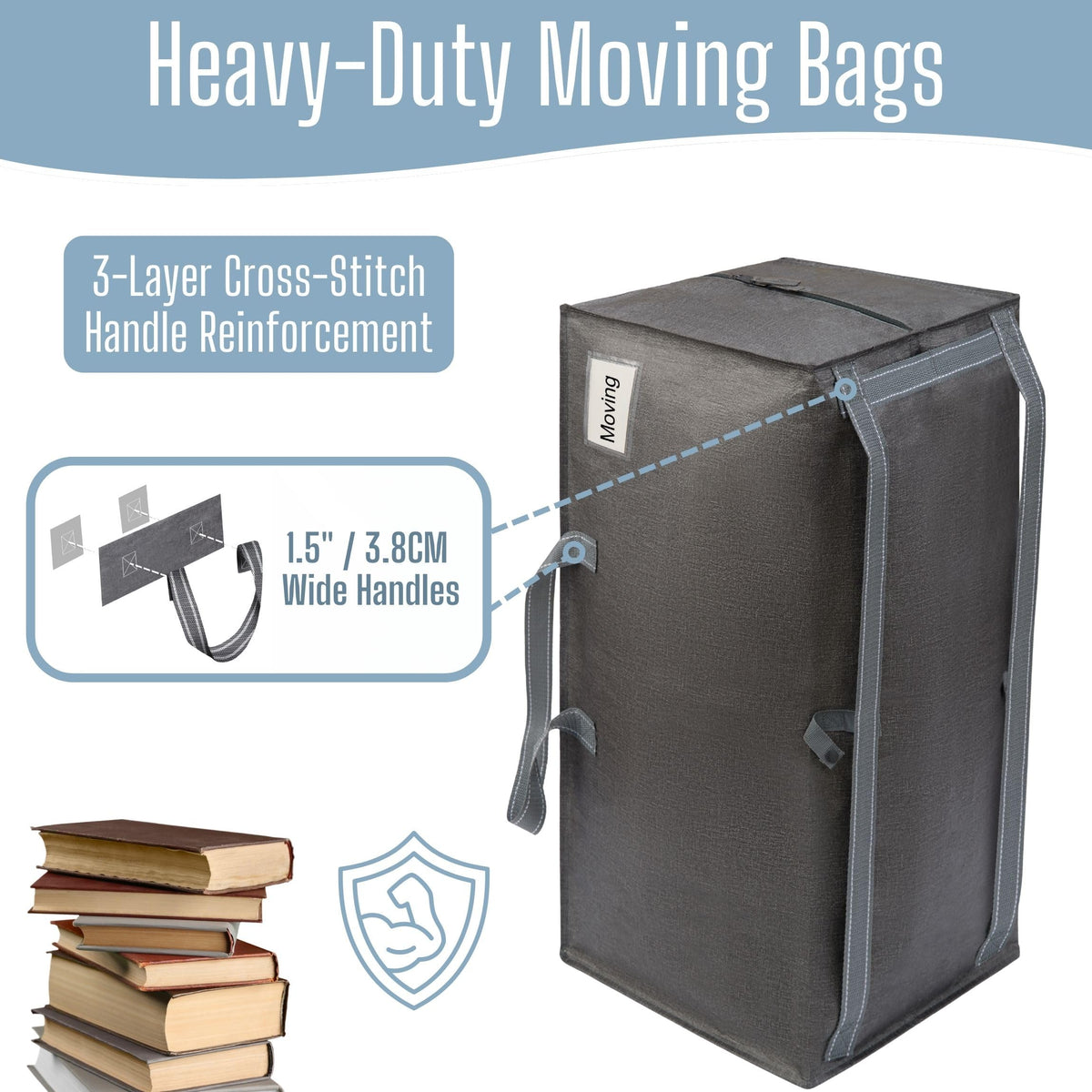 VENO Moving Bags w/Backpack Straps, Moving Supplies, Moving Boxes, College Packing Storage Boxes with Lids Alternative, Heavy Duty, Extra Large, Sturdy Handles, Zippers (Gray, 6 Pack)