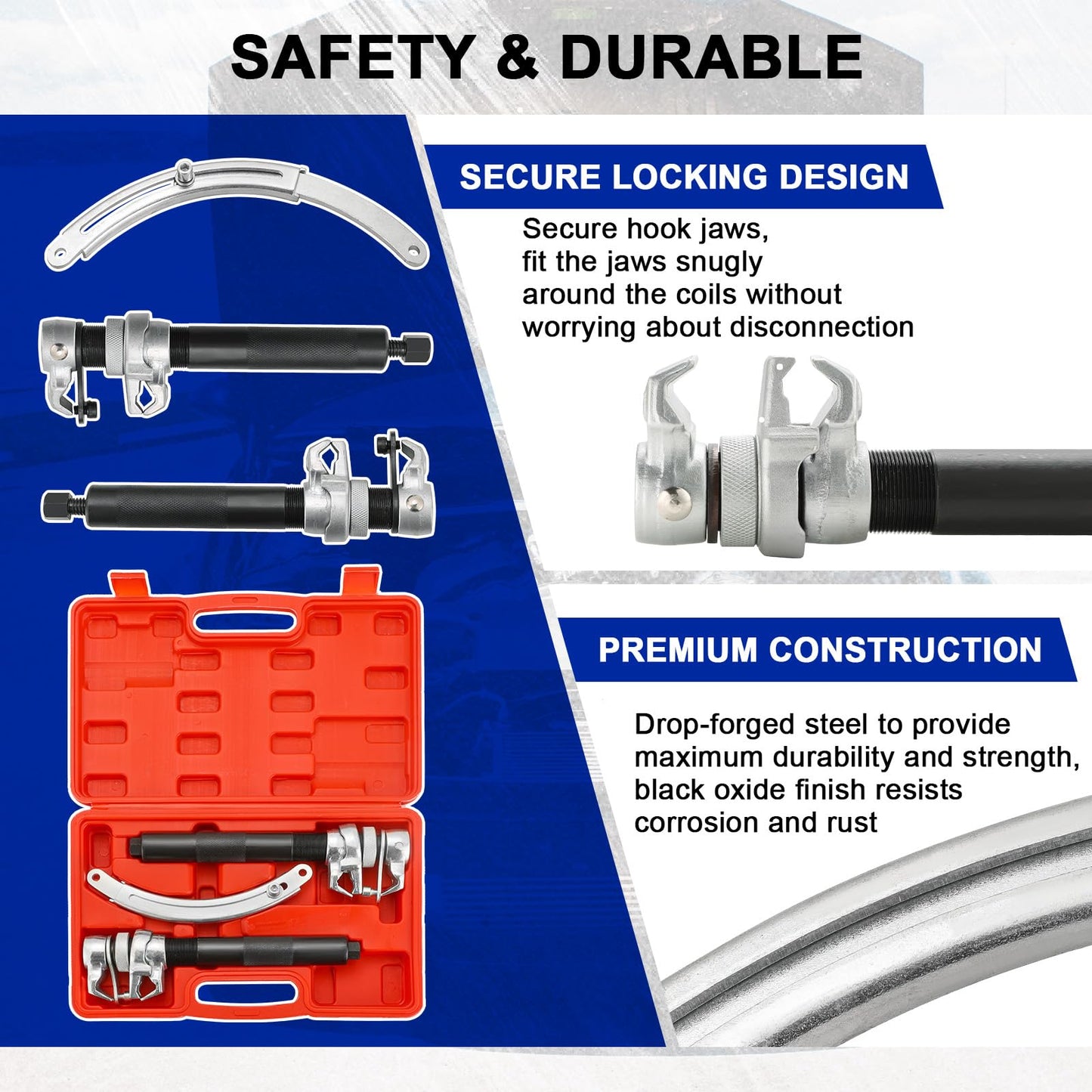 DASBET Coil Spring Compressor Tool | Automotive 2 pcs Heavy Duty Macpherson Strut Spring Compressor Set with Safety Bracket for Car Truck ATV UTV 2200 LB Capacity ﻿