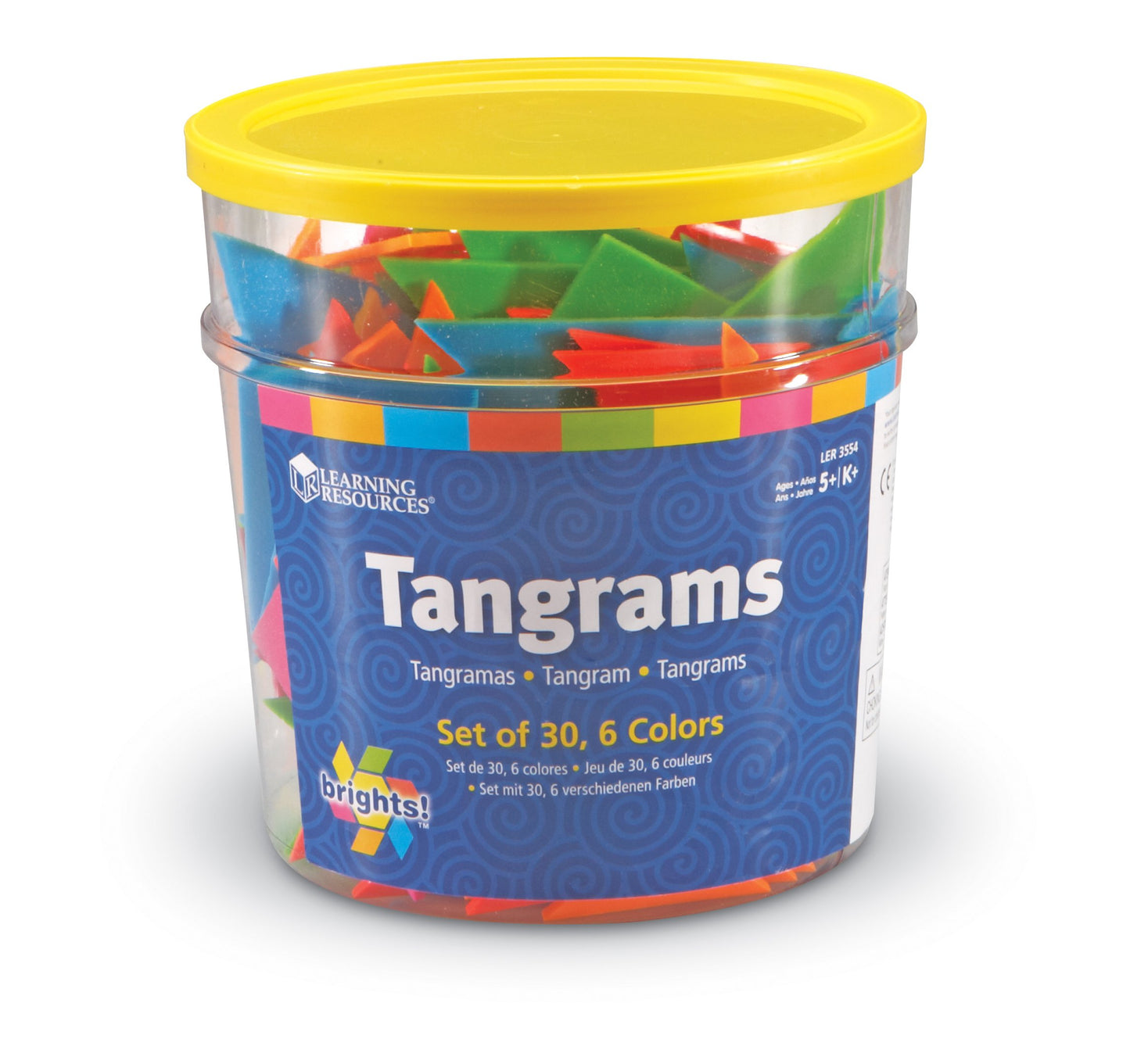 Learning Resources Brights! Tangrams Class Pack, Shape Recognition, 30 Plastic Pieces, Ages 5+