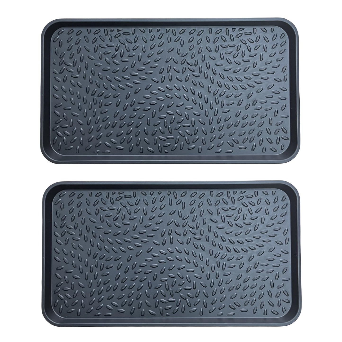 Boot Tray -2 Pack Large and Multifunctional Shoe Tray for Entryway, Stylish Boot Mat for Outdoor/Indoor Use, Durable and Easy to Clean with Boot Scraper Design, 27.95 x 15.8 x 1.2 Inches (Black)