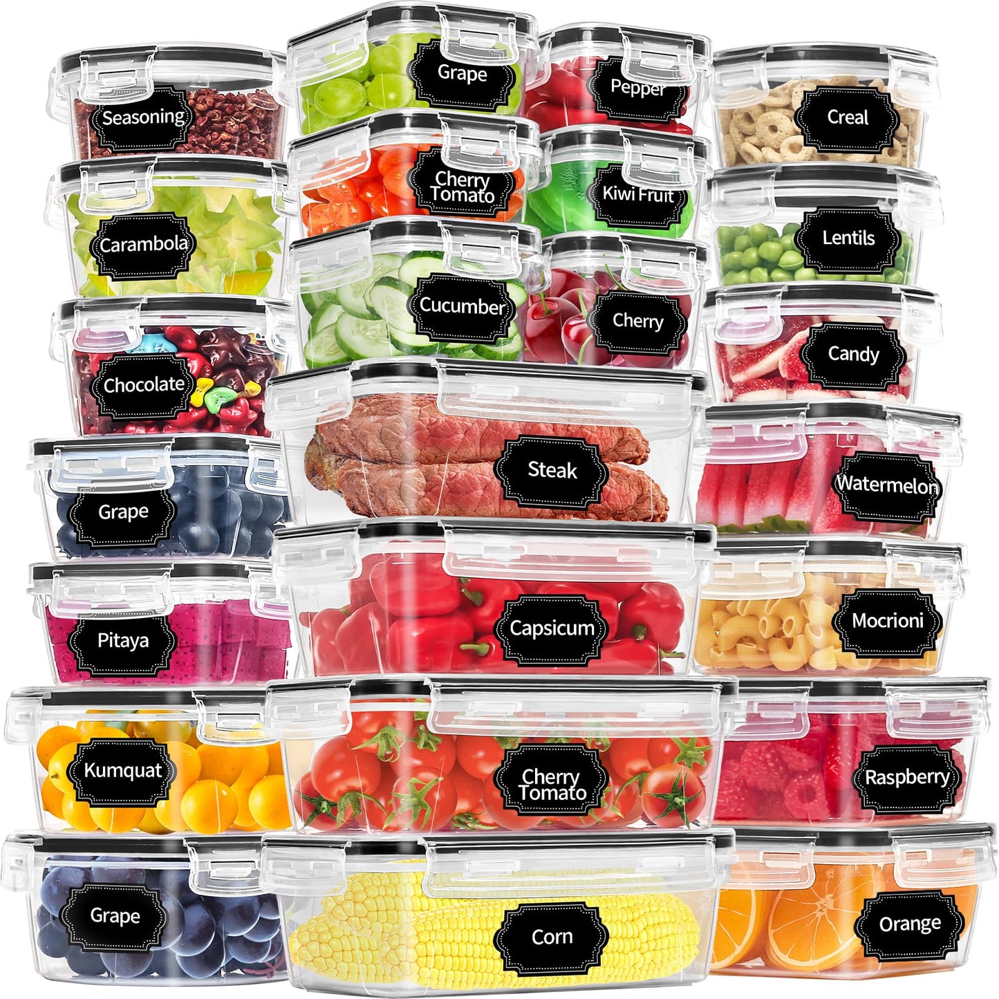 24 Pack Meal Prep Containers, PRAKI Food Storage Containers set with Lids