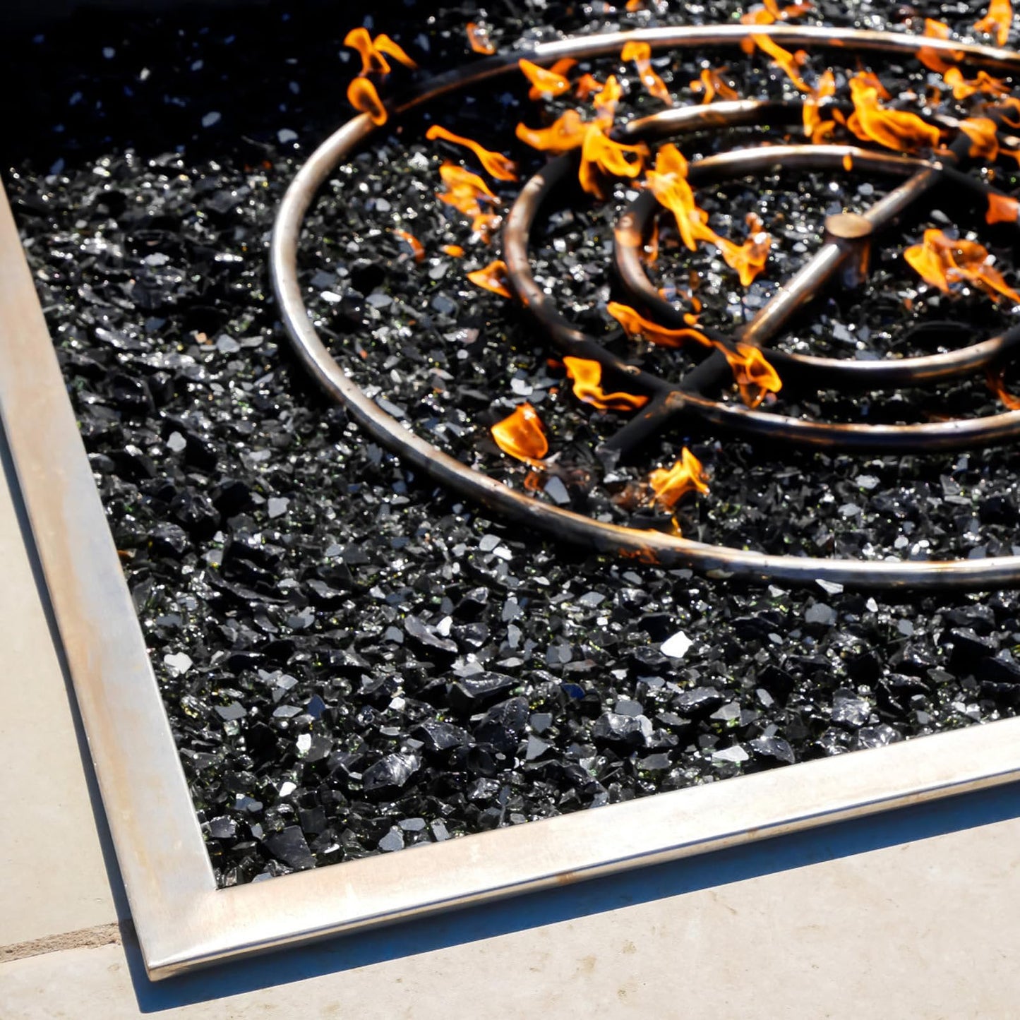 Goaste 12 Pound Fire Pit Glass, 1/2 Inch Reflective Fire Glass, Decorative Tempered Glass Rocks for Fire Pit, Fire Table, Gas Fireplace, Safe for Outdoors and Indoors, High Luster Onyx Black