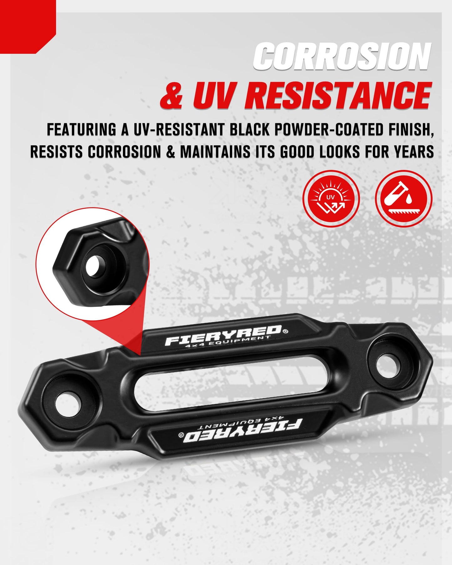 FIERYRED Winch Hawse Fairlead 4-7/8 Inch Bolt Pattern 6inch Aluminum Fairlead Rubber Winch Stopper Kit Compatible with 3500lbs - 4500lbs Winch and Synthetic Rope