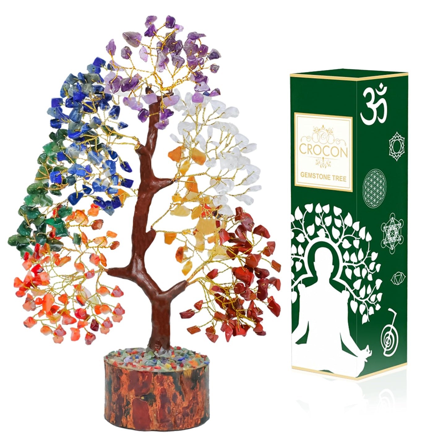 Crocon® The Original 7 Chakra Crystals Tree of Life, Birthday Gifts for Women, Men & Friends, Chakra Tree for Home & Office Decor | House Warming Gifts New Home, Gift for mom, Her, Sister & Self Care