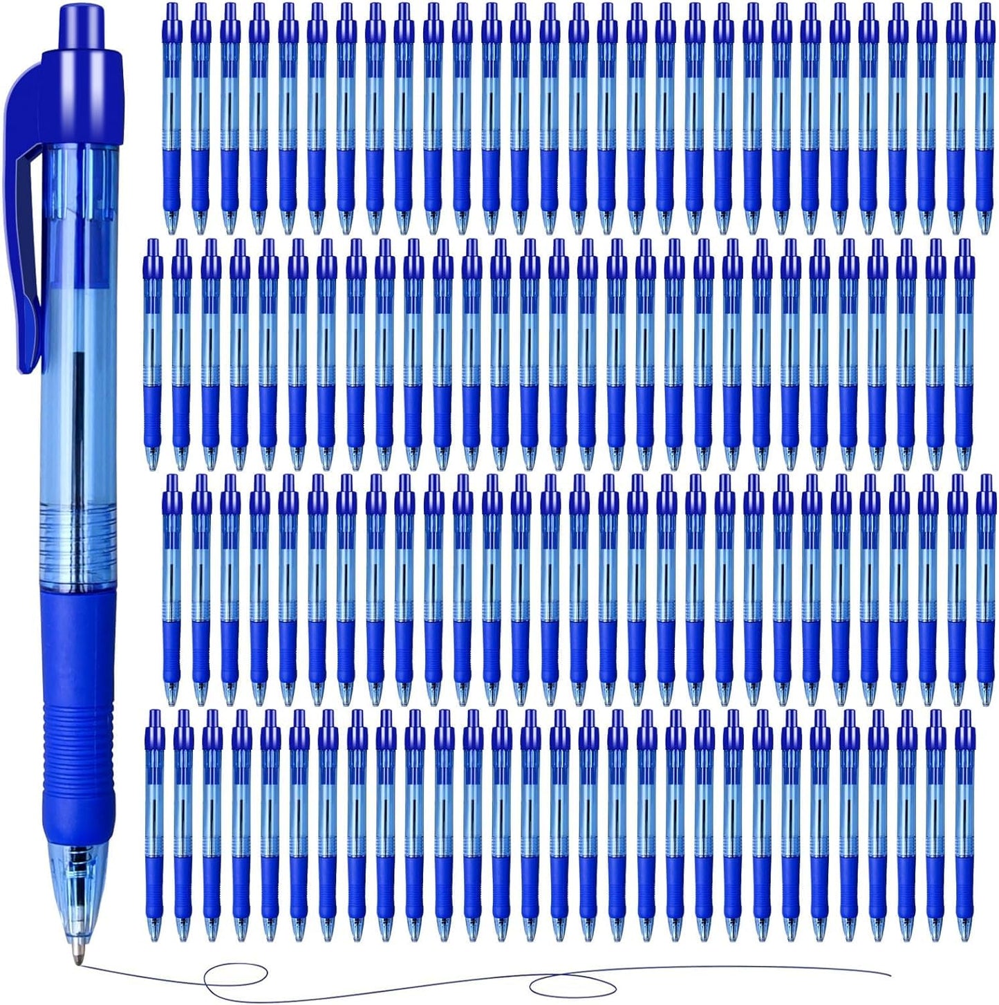 300 Pack Rollerball Pens, Retractable Ballpoint Pens with Grips for Smooth Writing, Gel Ink Pen for Office School Note Taking Class Drawing Art Stationery Supply (1.0mm Tip, Blue Ink)