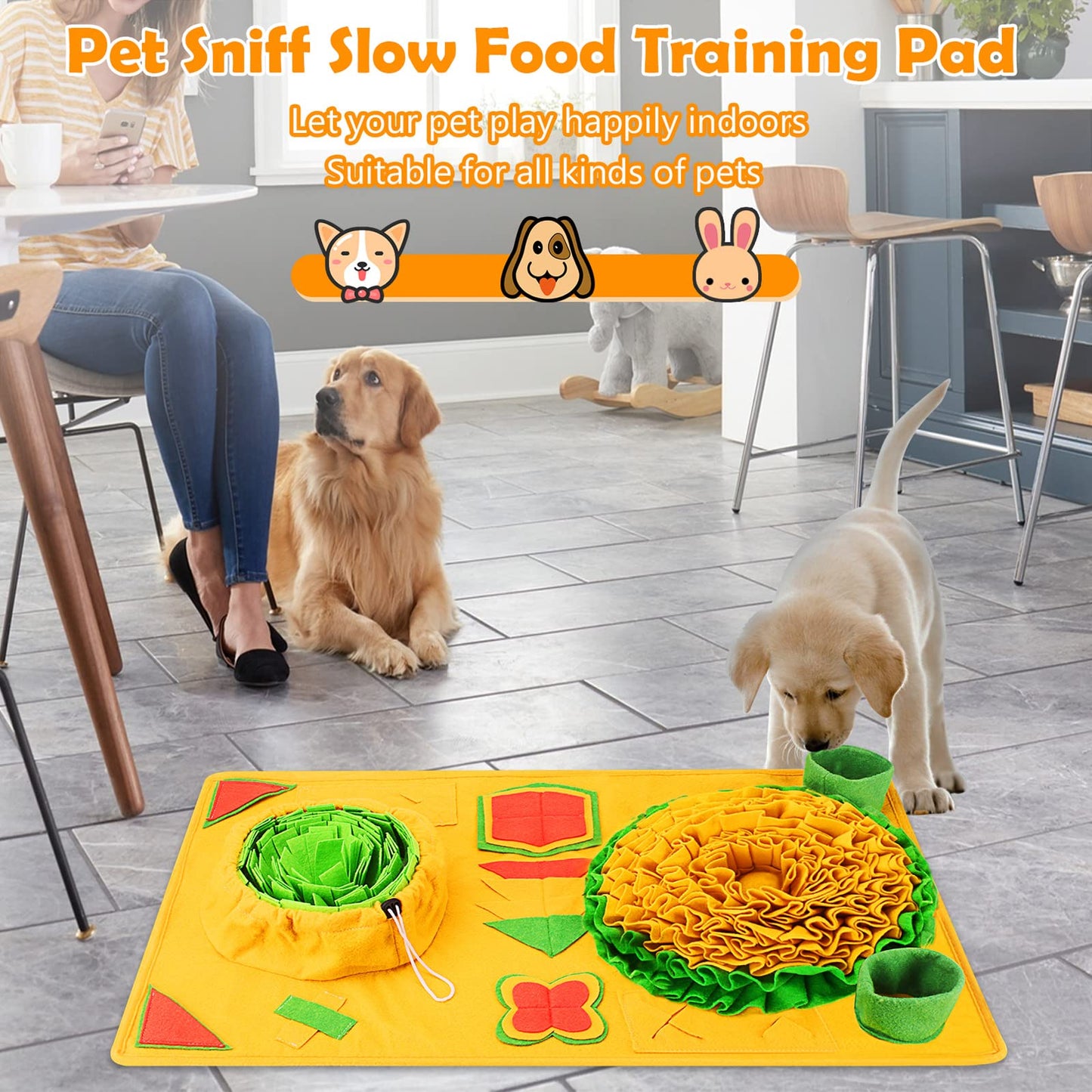 BORUIT Snuffle Mat for Dogs Large Medium Small 31.5"x 19.3" Dog Snuffle Mat,9 Training Elements Interactive Dog Toys for Puppies Cats Brain Toys,Encourages Natural Foraging Skills,Stress Relief