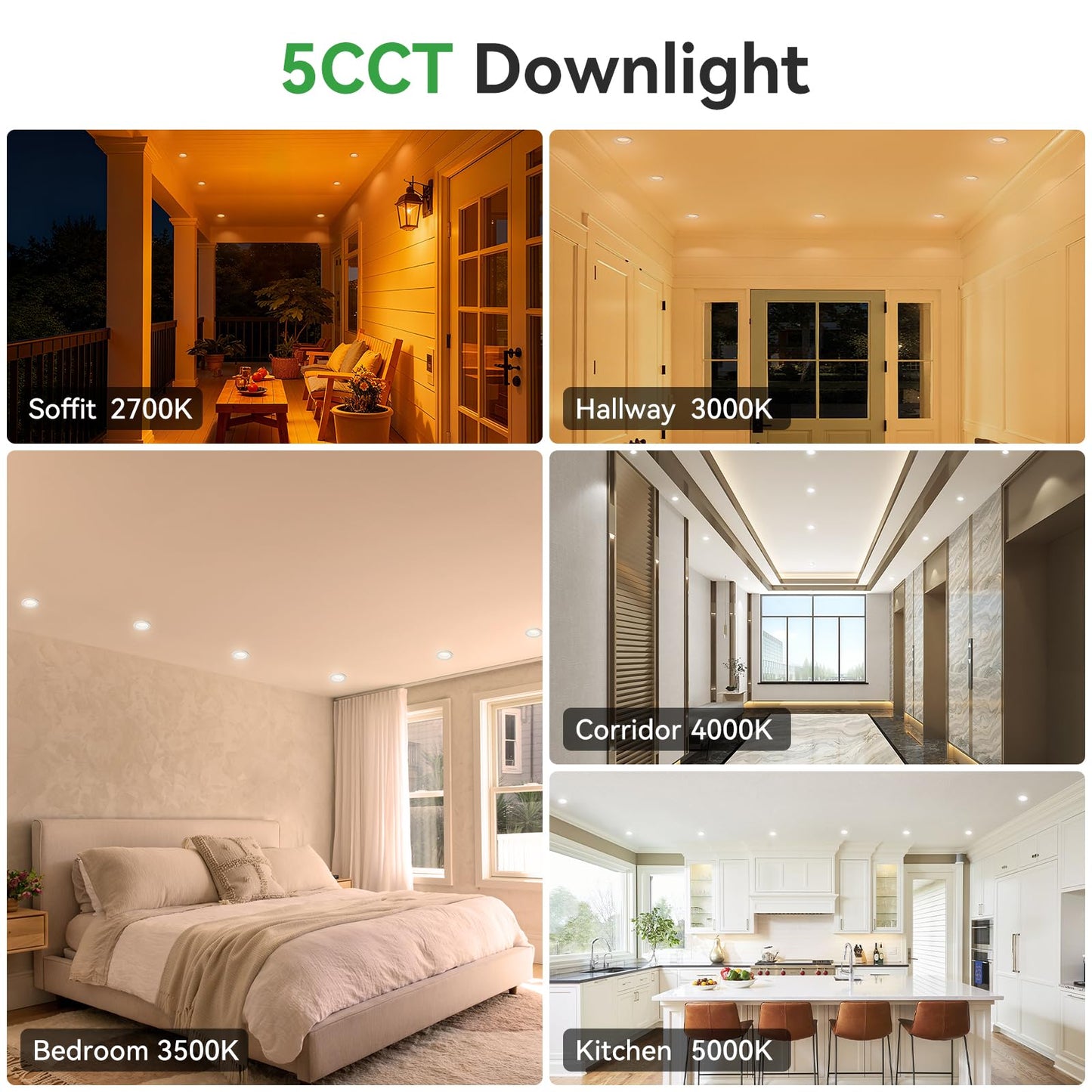 Togalonn Pot Lights 3 Inch LED Recessed with Night Light, Dimmable & 5CCT Selectable Slim Soffit Downlight, Ultra-Thin Canless Wafer Lighting, cETL, IC Rate, 6W/2W, Cut-Out 3", 6 Pack