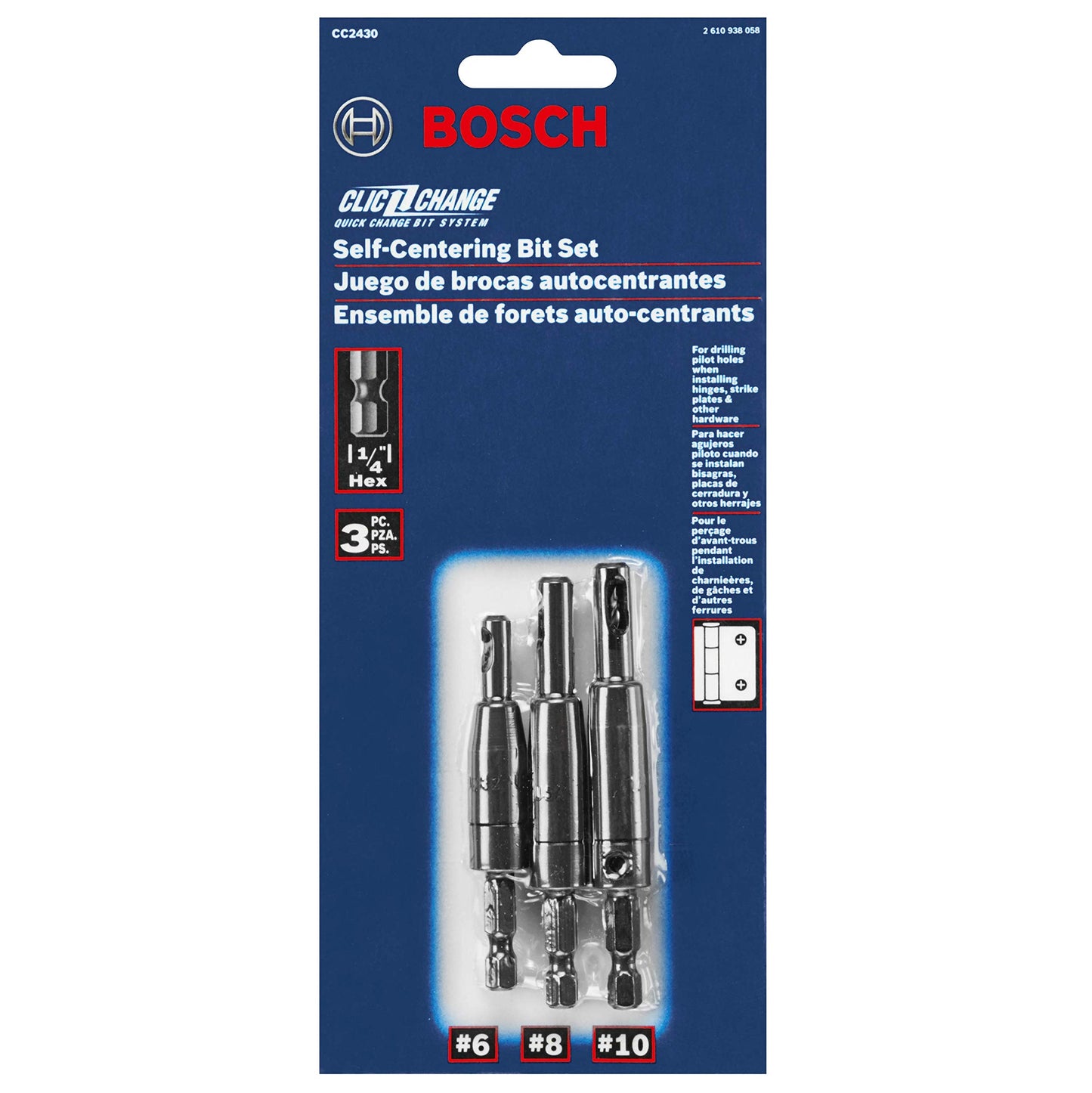Bosch CC2430 Clic-Change 1/4 in. Self-Centering Drill Bit Assortment (3-Piece)