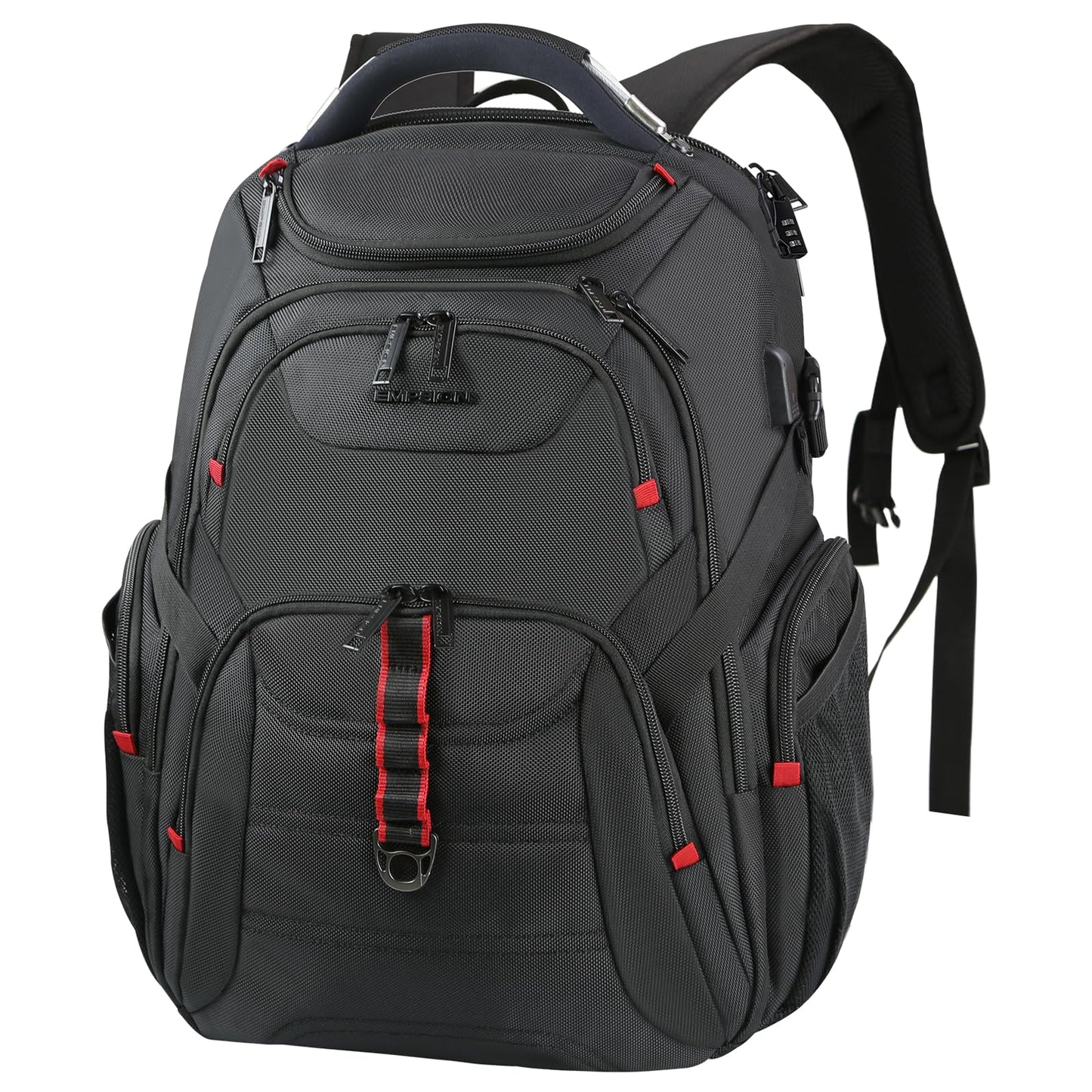 EMPSIGN Laptop Backpack 17.3 inch for Travel, Extra Large Laptop Backpack for Men Women, Water Resistant Backpack for School, TSA Friendly Anti Theft Business Work Bag with USB Charging Port, Black