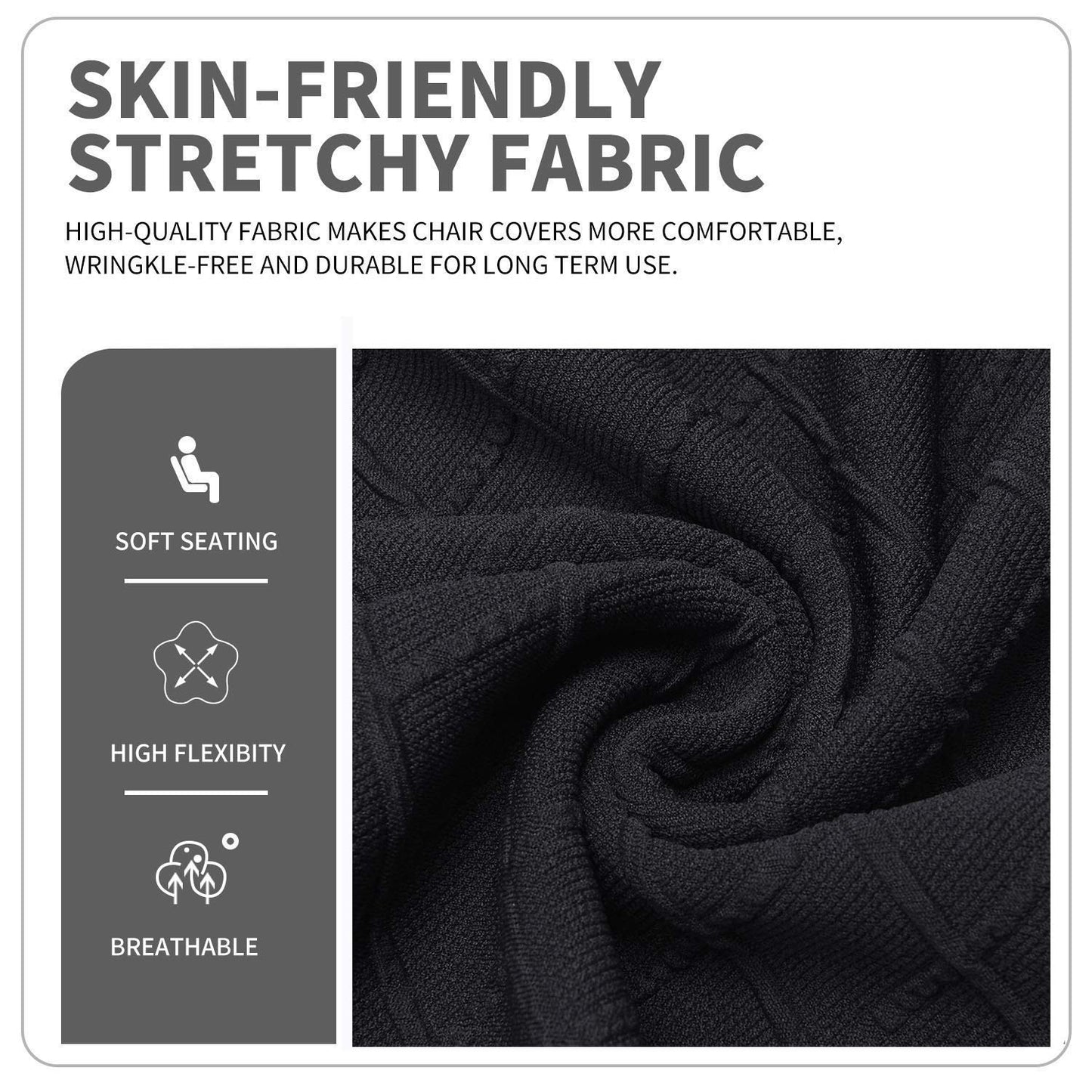 Deisy Dee NO Chair Covers, Stretchy Polyester Covers for Reclining Racing Gaming Chair (Black)