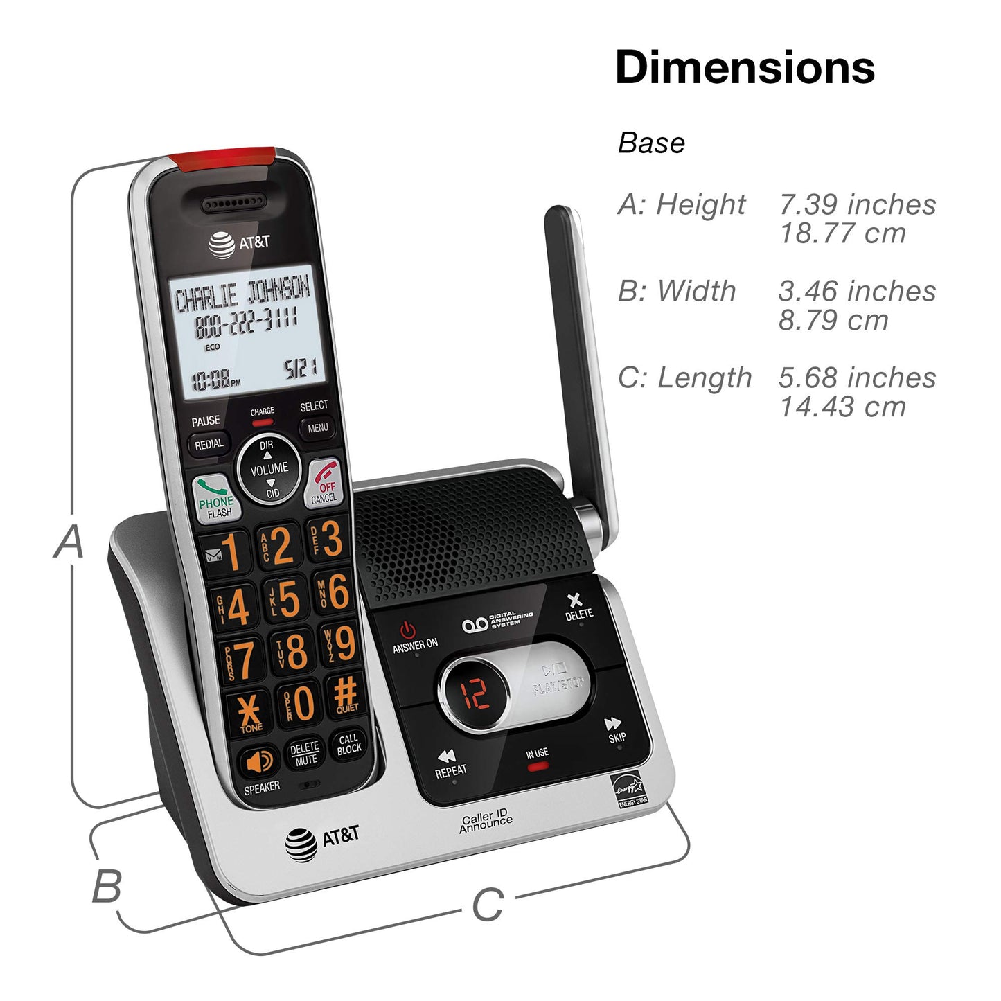 AT&T BL102 DECT 6.0 Cordless Phone for Home with Answering Machine, Call Blocking, Caller ID Announcer, Audio Assist, Intercom, and Unsurpassed Range, (Canadian Version)