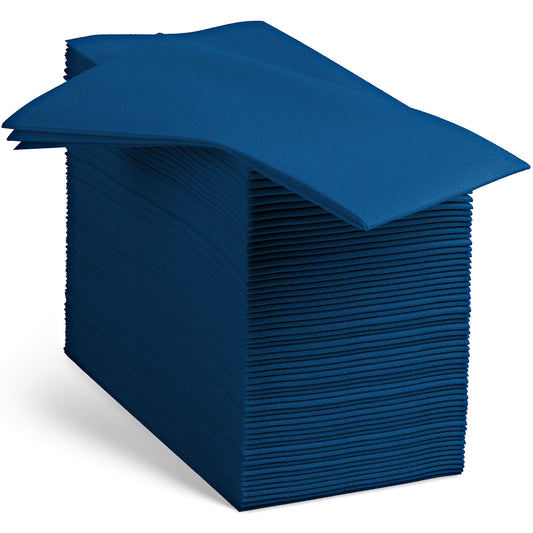 100 Linen-Feel Colored Paper Napkins - Decorative Cloth-Like Dark Blue Dinner Napkins - Soft And Absorbent. For Kitchen, Party, Wedding, Bathroom Or Any Occasion. (Pack of 100)