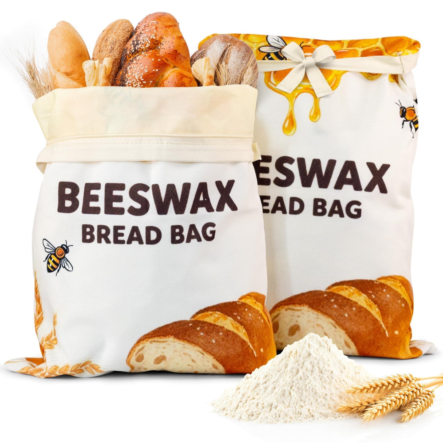 OHIYO Beeswax Bread Bags for Homemade, Reusable Natural Beeswax Sourdough Bread Bags Freshness Keeper for Homemade, Bakery Essentials (2 Pack)