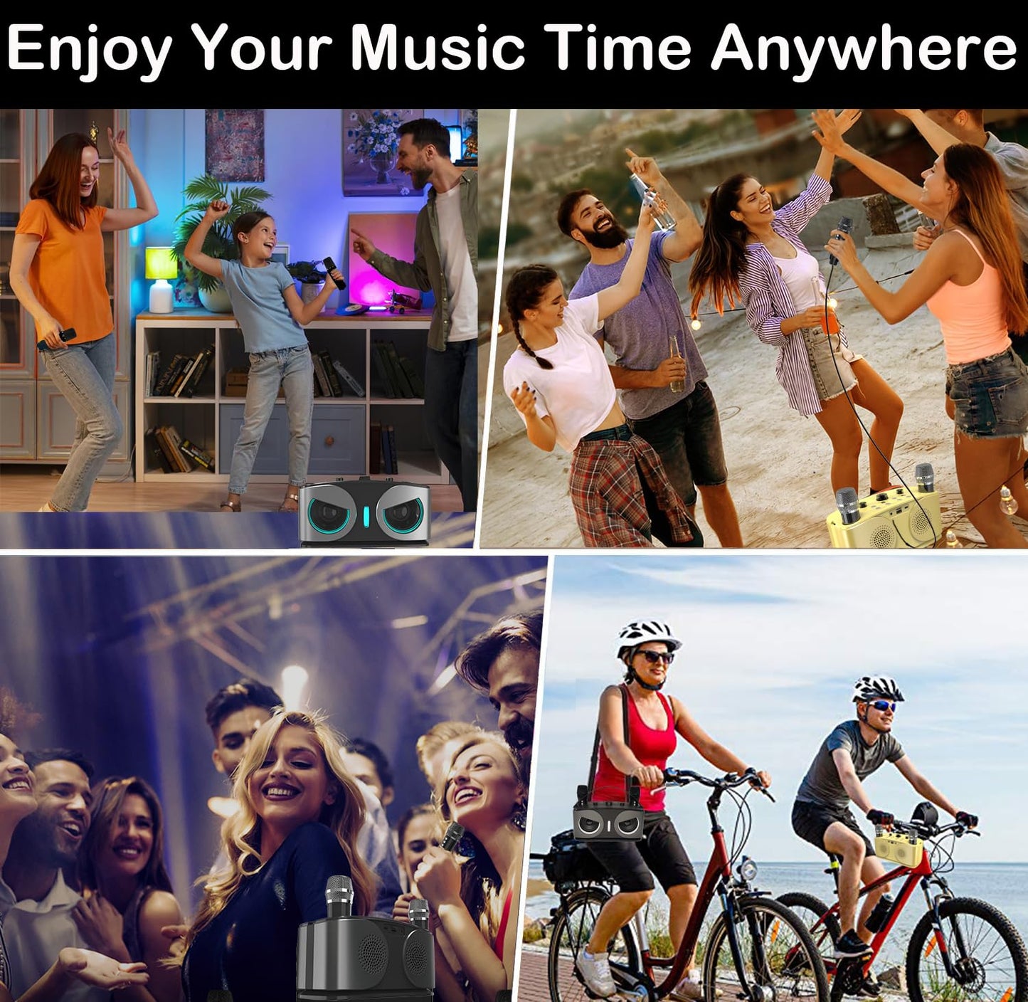 Karaoke Machine for Adults Kids with 2 Wireless Microphones, Portable Bluetooth Singing Speaker System with LED Lights for Home Party, Outdoor/Indoor/Wedding,Church,Picnic,Birthday Gifts-White