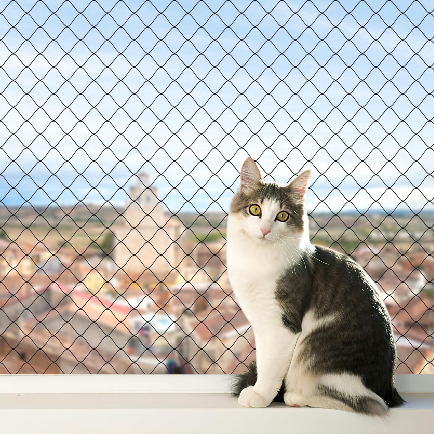 AnExer Cat Balcony Nets, Pets Anti-Fall Mesh Fence Safety Net, Transparent Nylon Pet Mesh Fence Anti-Fall Netting for Balcony Window Stairs Patio
