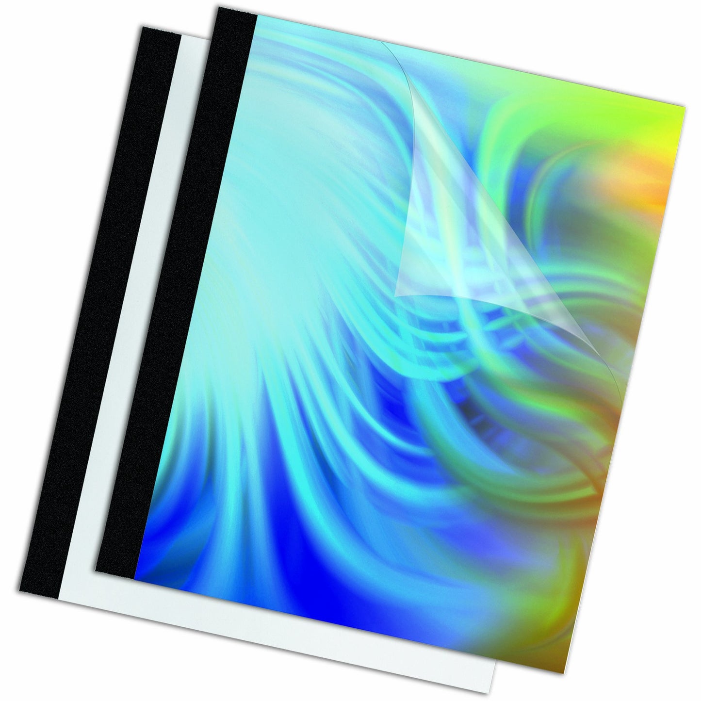 Fellowes Thermal Presentation Covers-3/8-Inch, 90 Sheets, -90 Sheet Capacity-Rectangular-Polyvinyl Chloride (PVC)-10/Pack-Clear, Linen-Textured Black, 11" x 8.5" x 0.4"